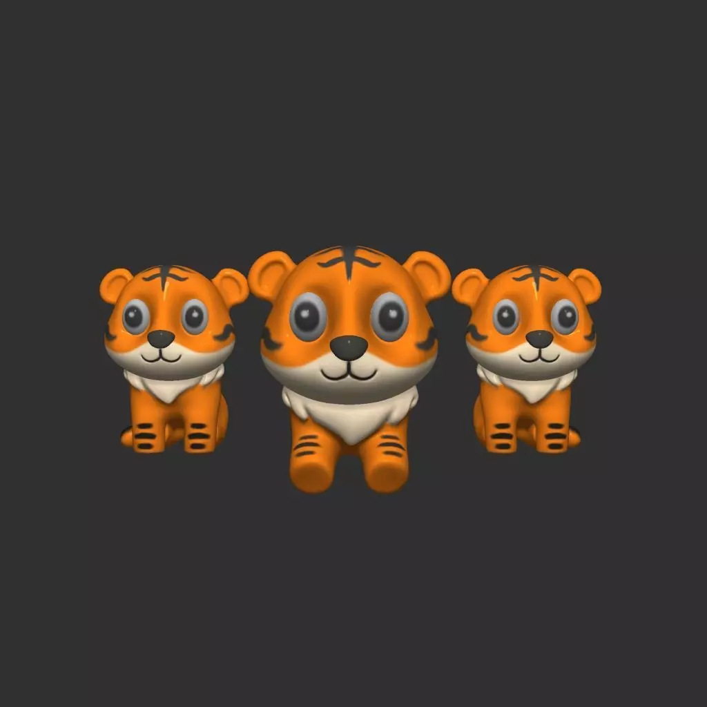 ChibiTiger three tiger emojis 3D model_0