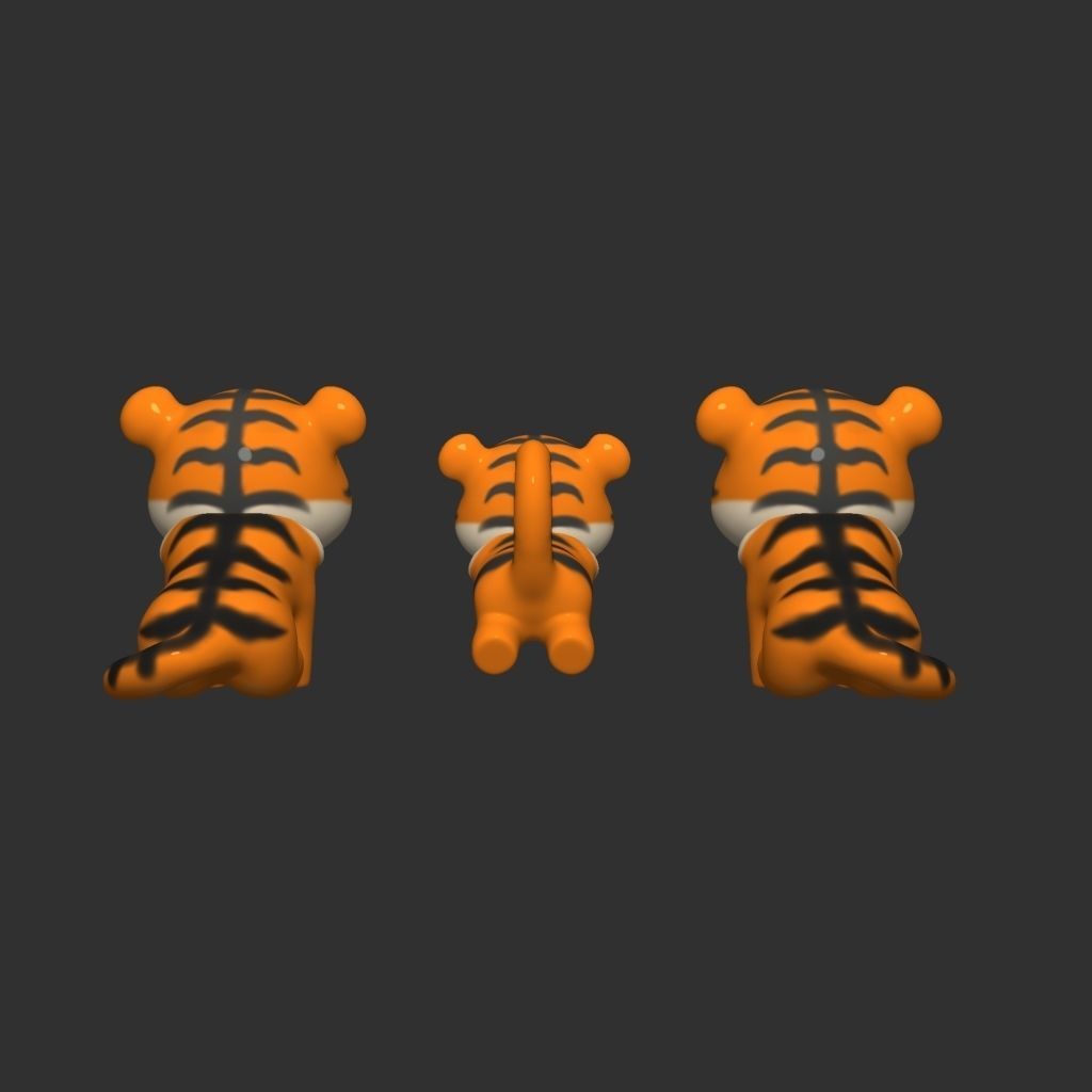 ChibiTiger three tiger emojis 3D model_2