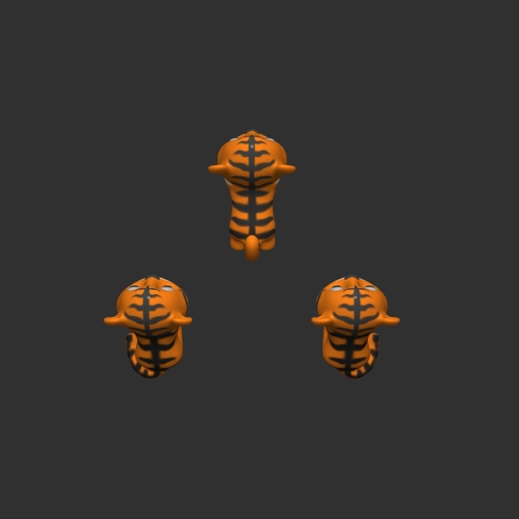 ChibiTiger three tiger emojis 3D model_3