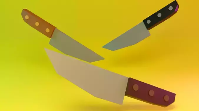 Knife lowpoly 3d model three knives