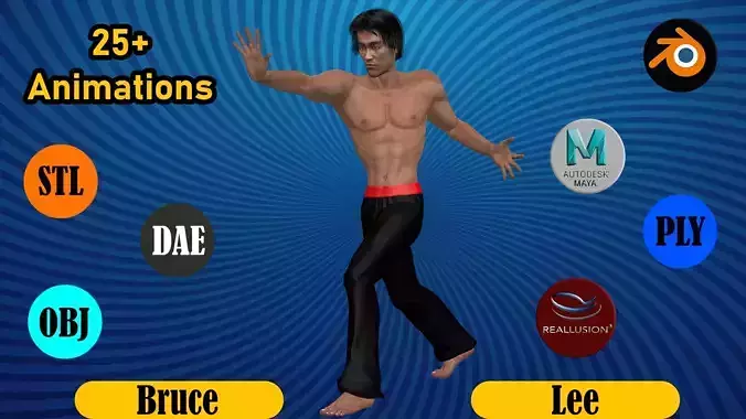 Bruce Lee with Animation 3D model