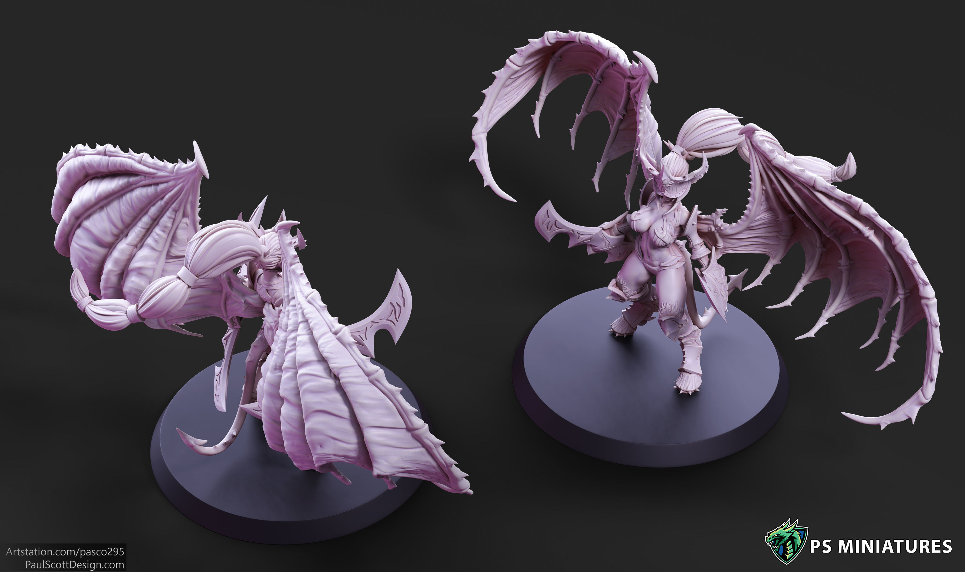 Drow Demonic Harpys and Valkyries Bundle 3D print model_30