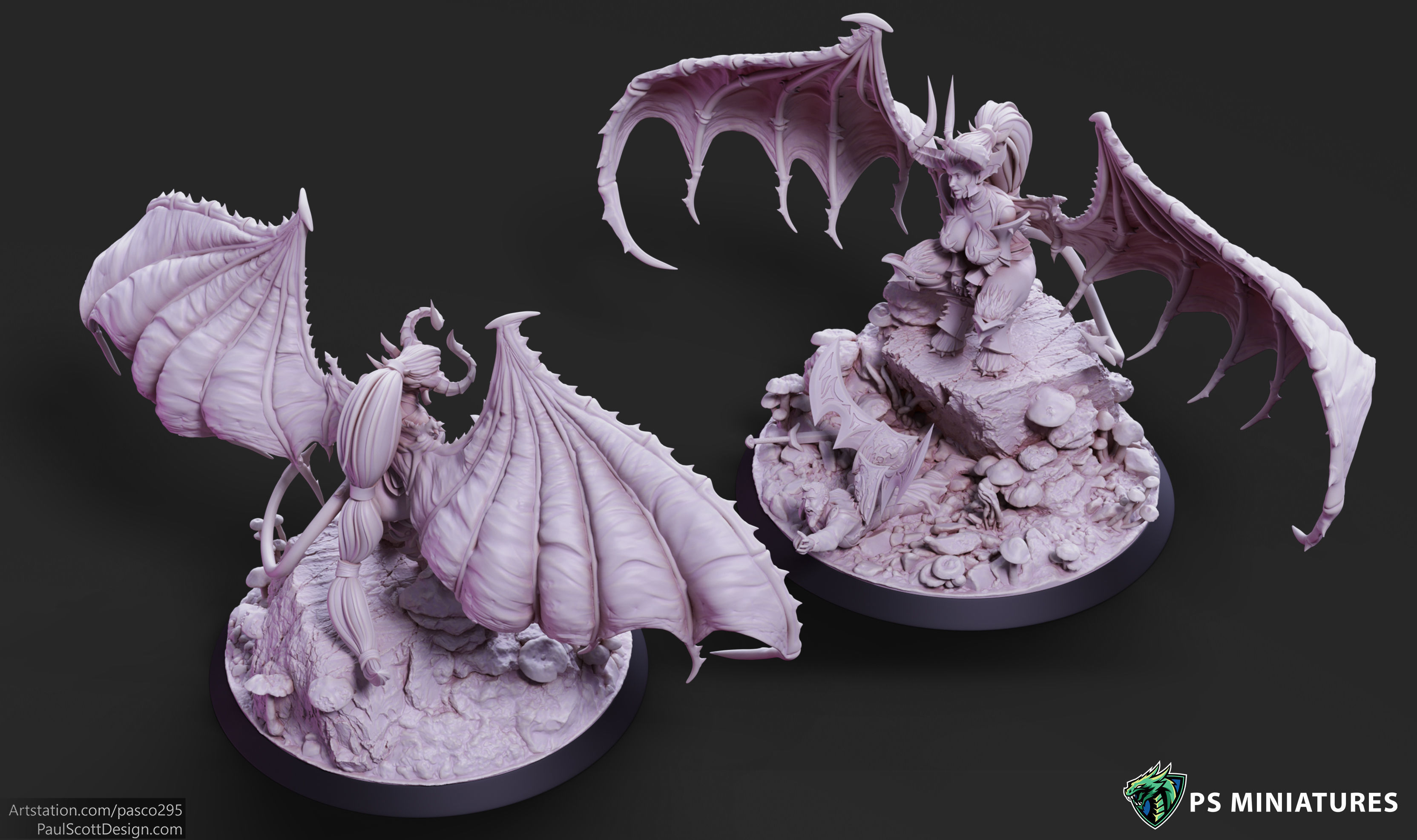 Drow Demonic Harpys and Valkyries Bundle 3D print model_6