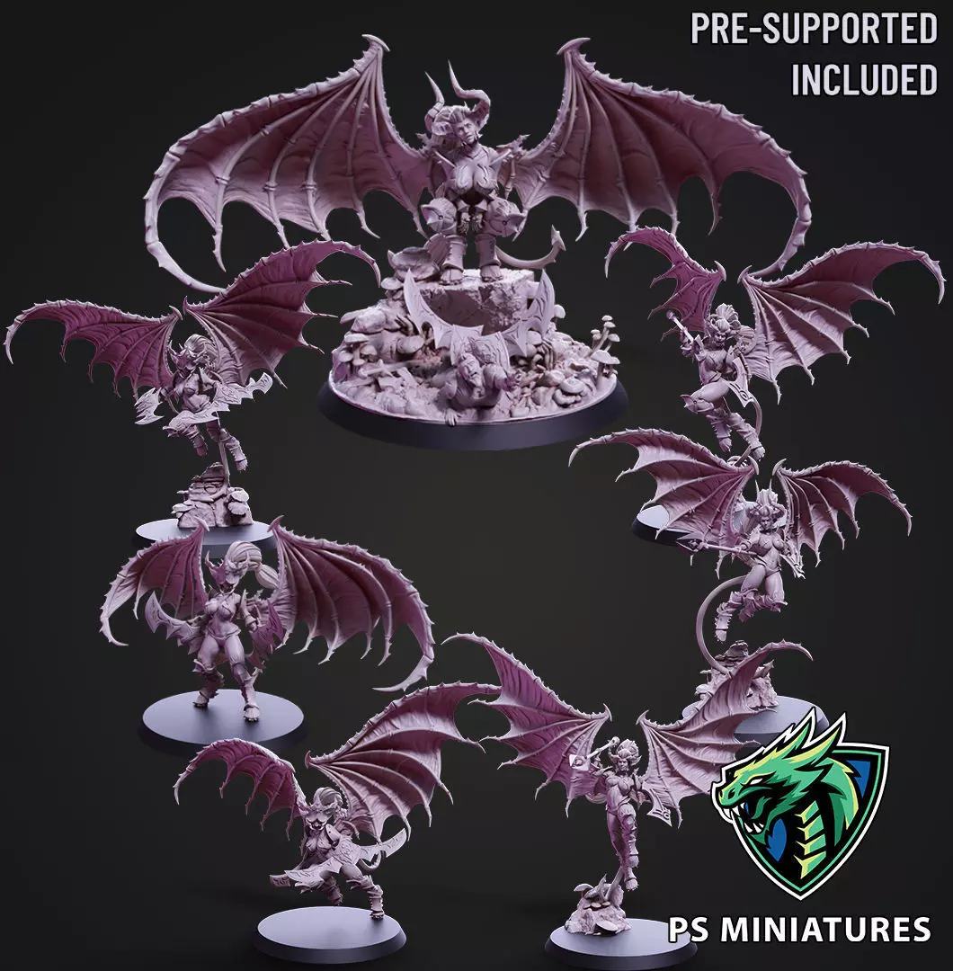 Drow Demonic Harpys and Valkyries Bundle 3D print model_0