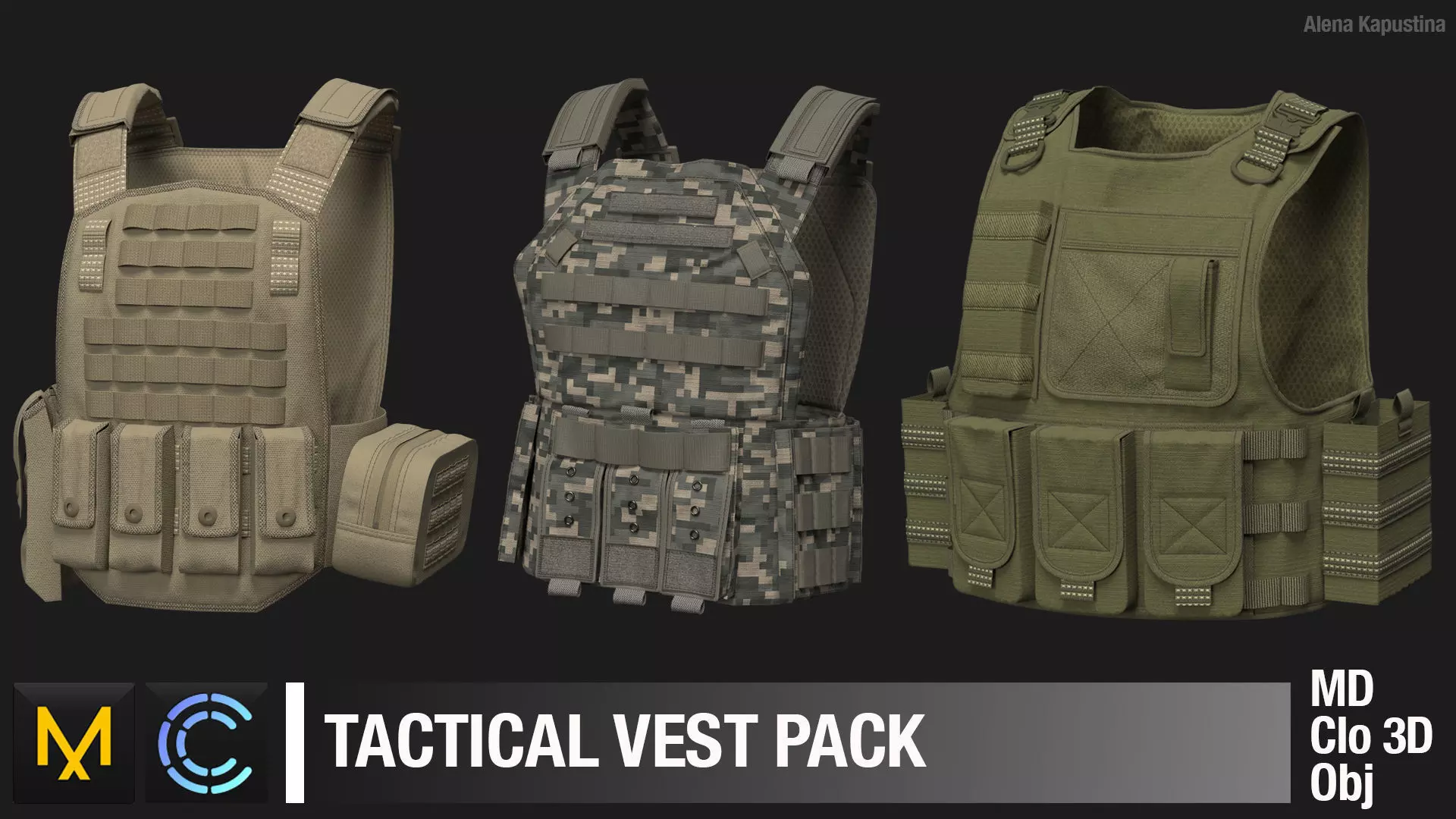 3 Tactical vest pack  Marvelous Designer project 3D model_0