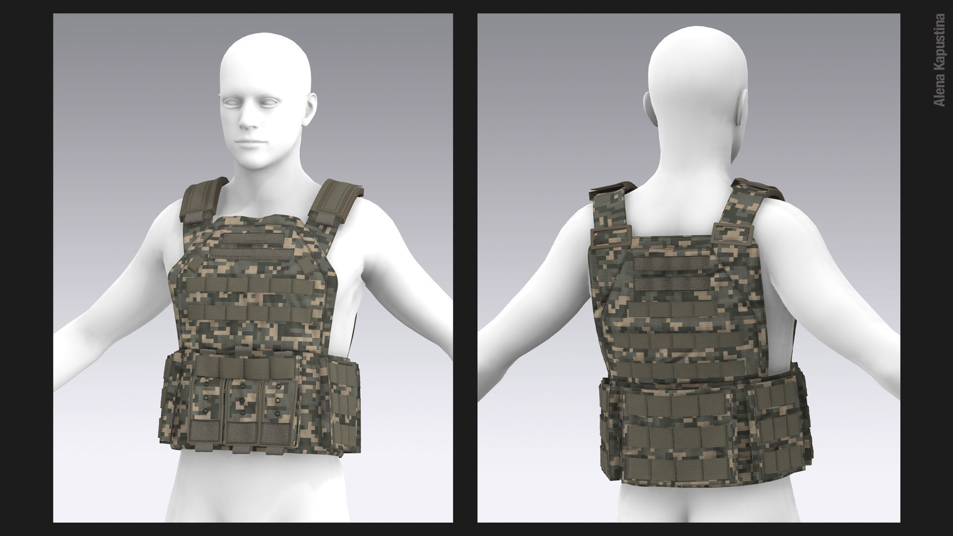 3 Tactical vest pack  Marvelous Designer project 3D model_4
