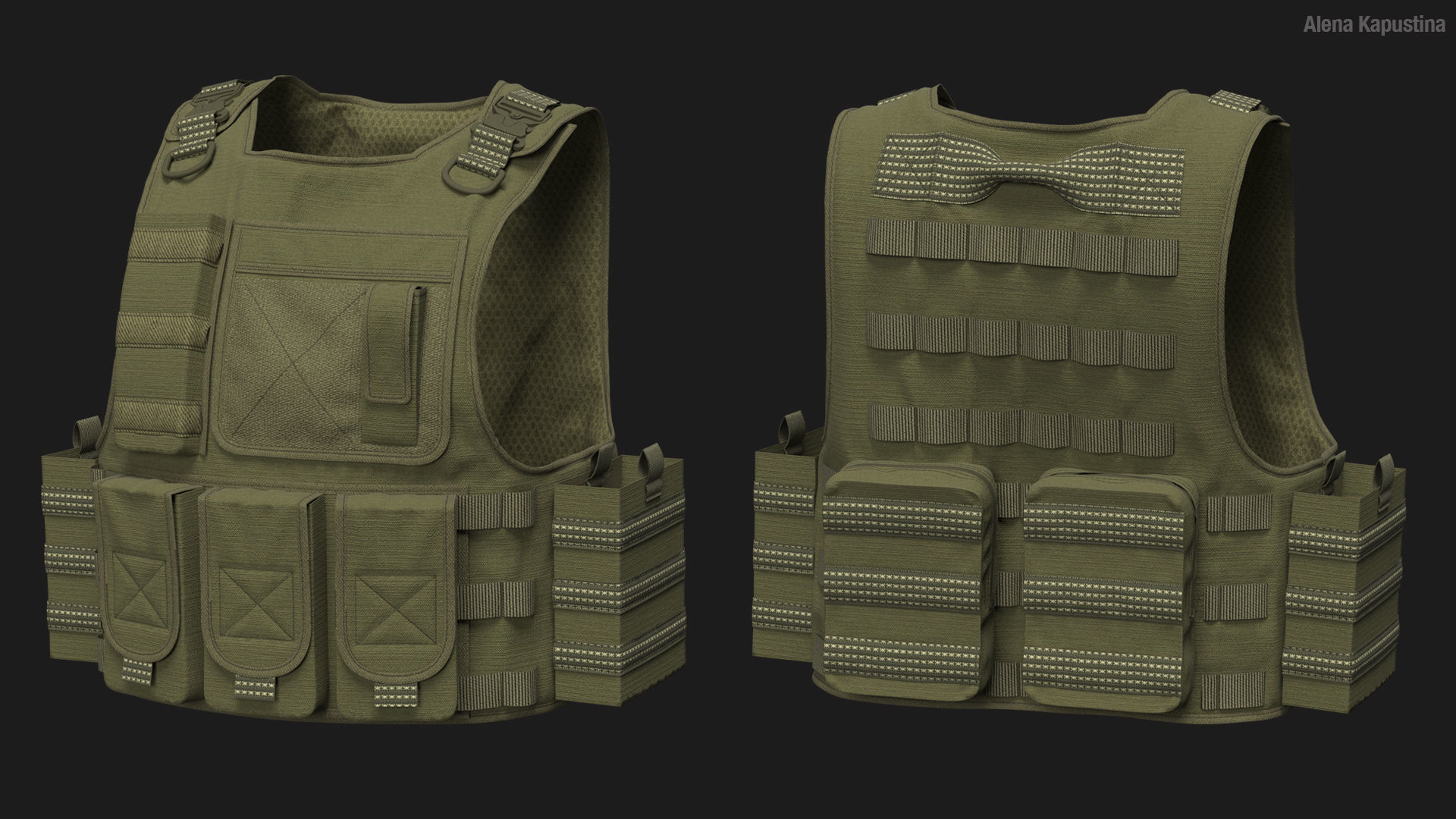 3 Tactical vest pack  Marvelous Designer project 3D model_3