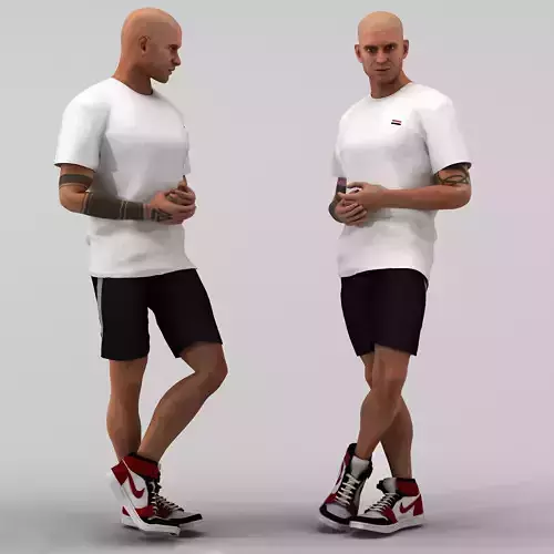 Alex-character-p2 man in shorts and t-shirt