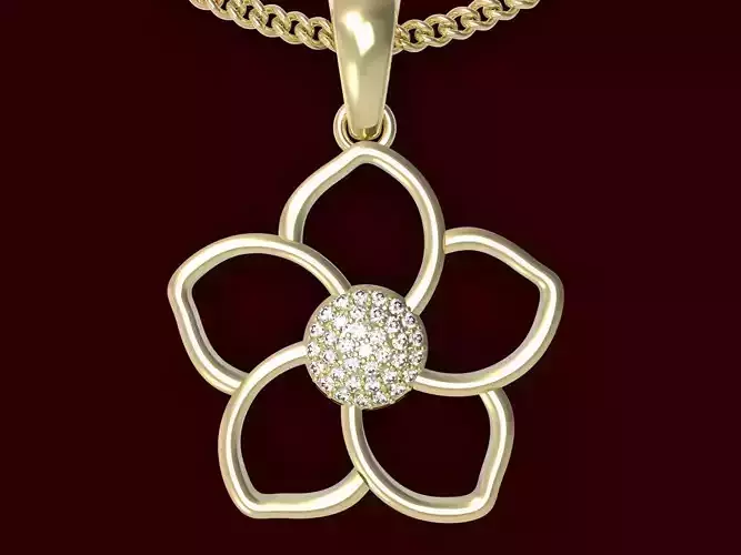 Flower rose pendant Sculpture jewelry gold silver 3D print model