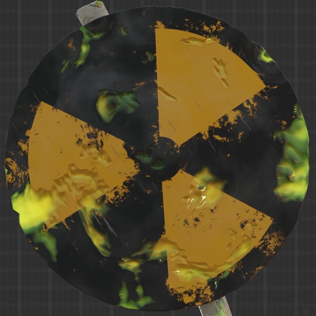 Caution radiation Procedural textures in Blender Low-poly 3D model_10