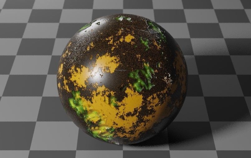 Caution radiation Procedural textures in Blender Low-poly 3D model_13