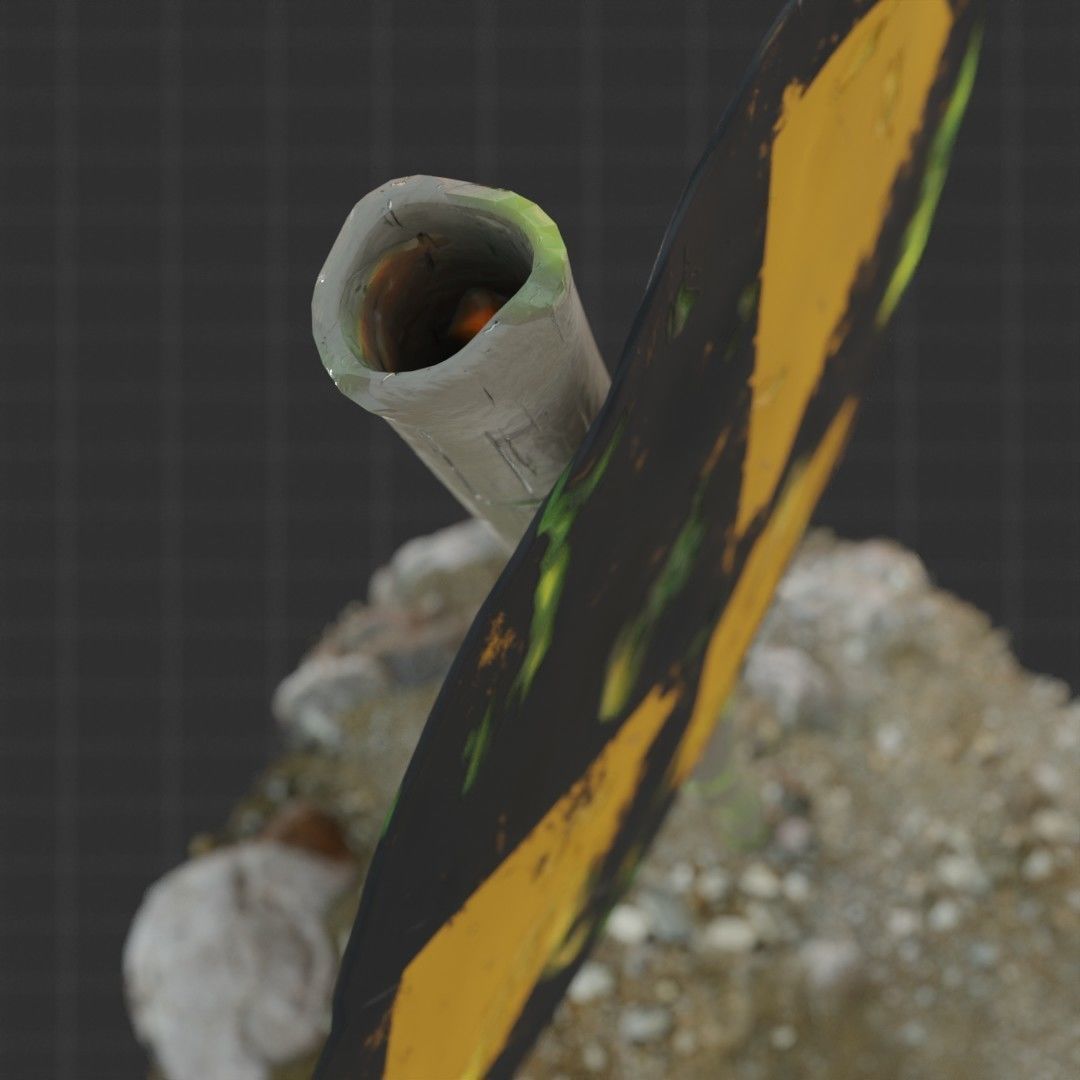 Caution radiation Procedural textures in Blender Low-poly 3D model_11