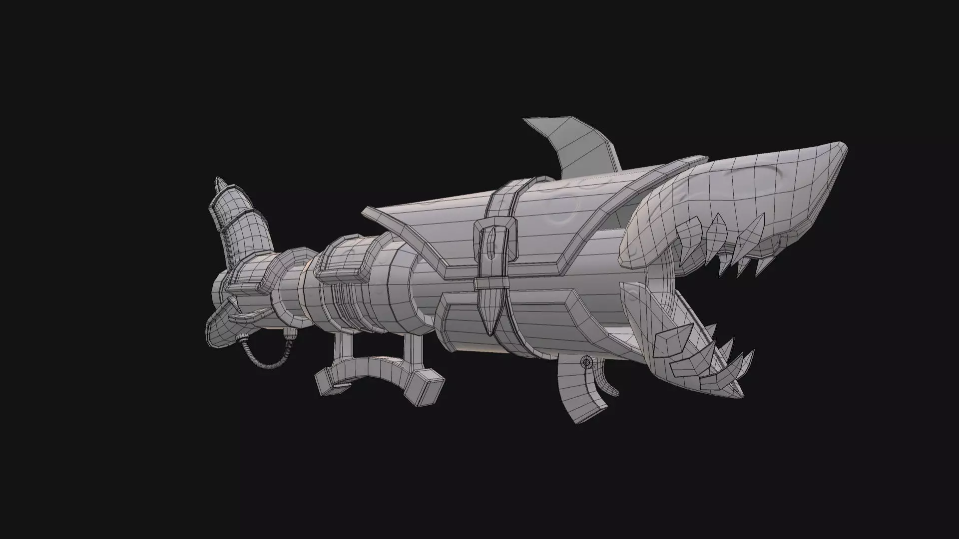 FISHBONES spaceship Low-poly 3D model_0