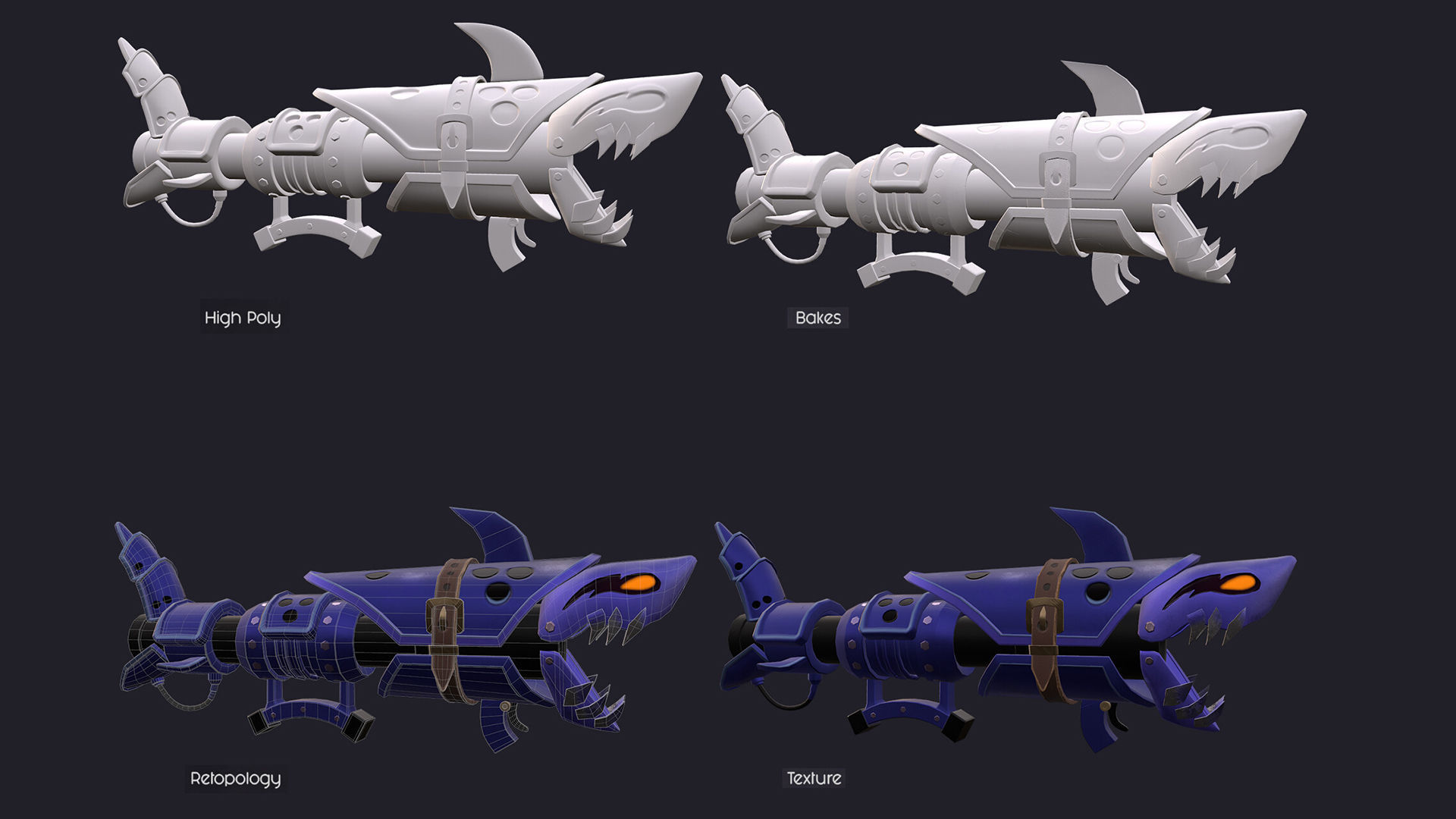 FISHBONES spaceship Low-poly 3D model_2
