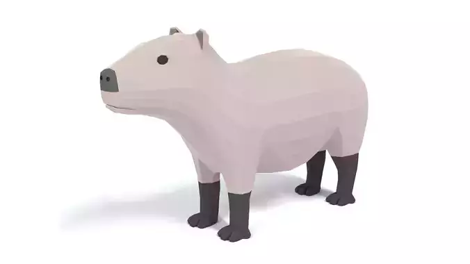 Low Poly Cartoon Capybara Low-poly 3D model