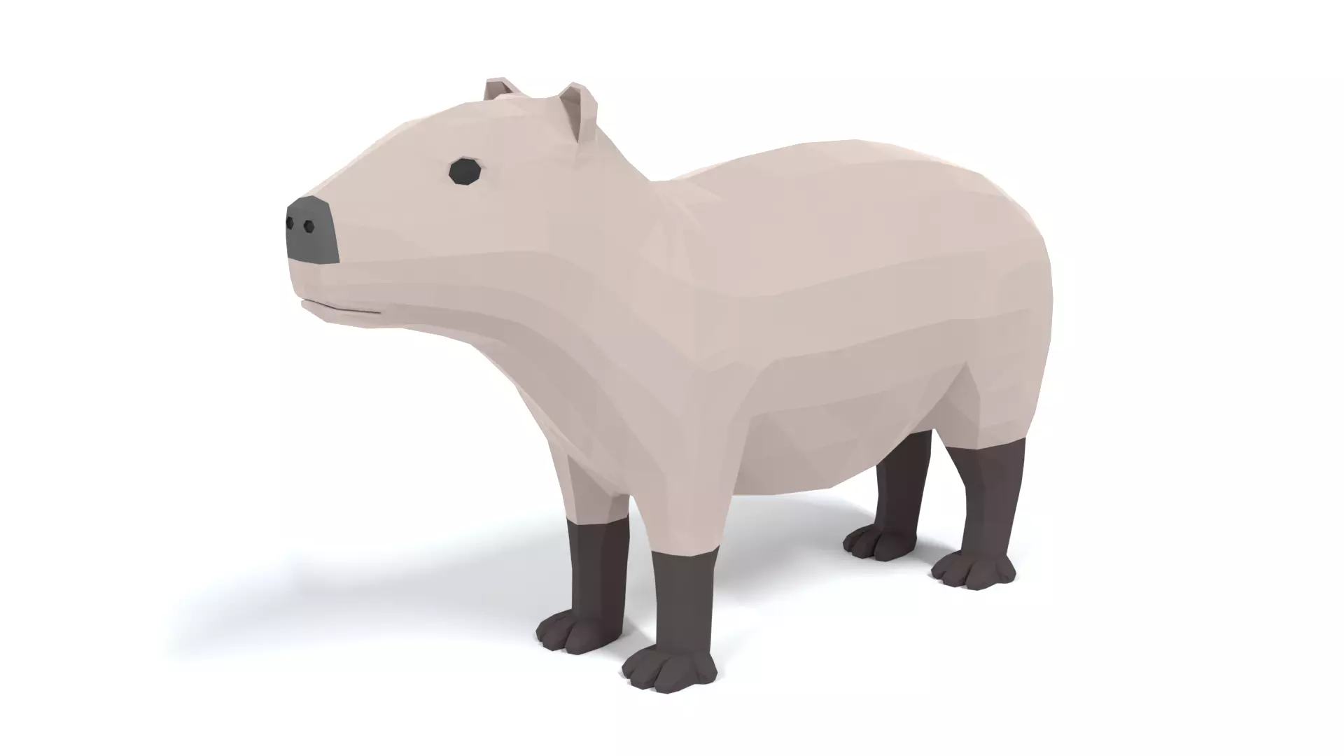 Low Poly Cartoon Capybara Low-poly 3D model_0
