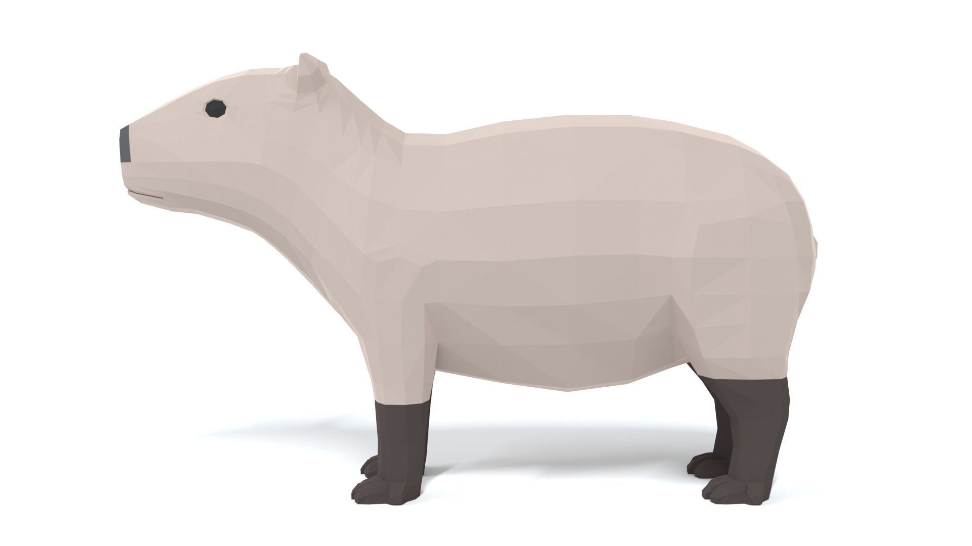 Low Poly Cartoon Capybara Low-poly 3D model_1