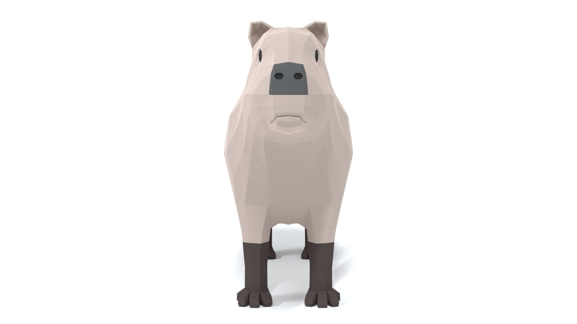 Low Poly Cartoon Capybara Low-poly 3D model_7