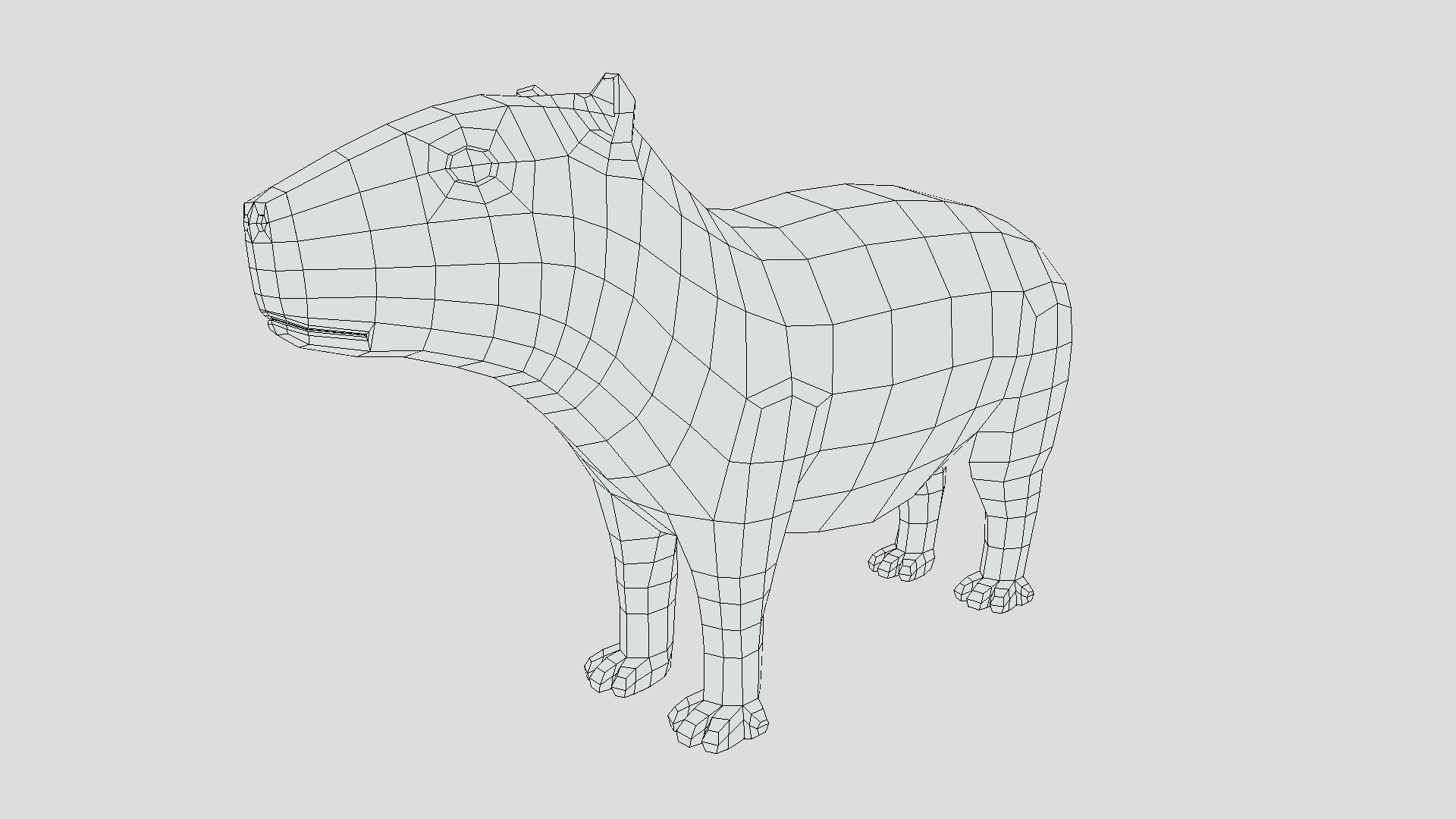 Low Poly Cartoon Capybara Low-poly 3D model_9