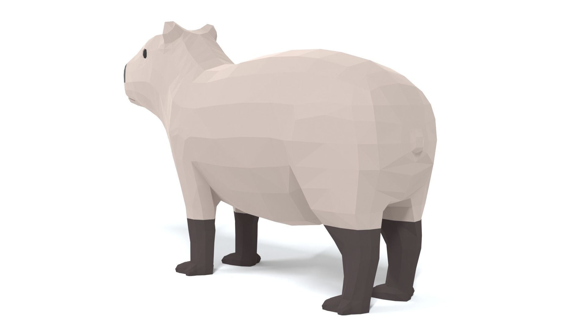 Low Poly Cartoon Capybara Low-poly 3D model_2