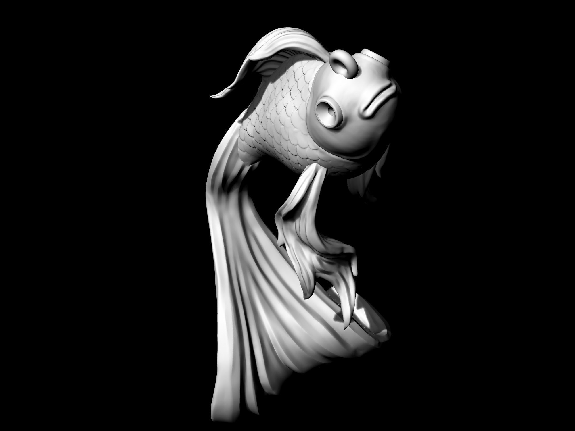 Goldfish pendant 3D print model_6