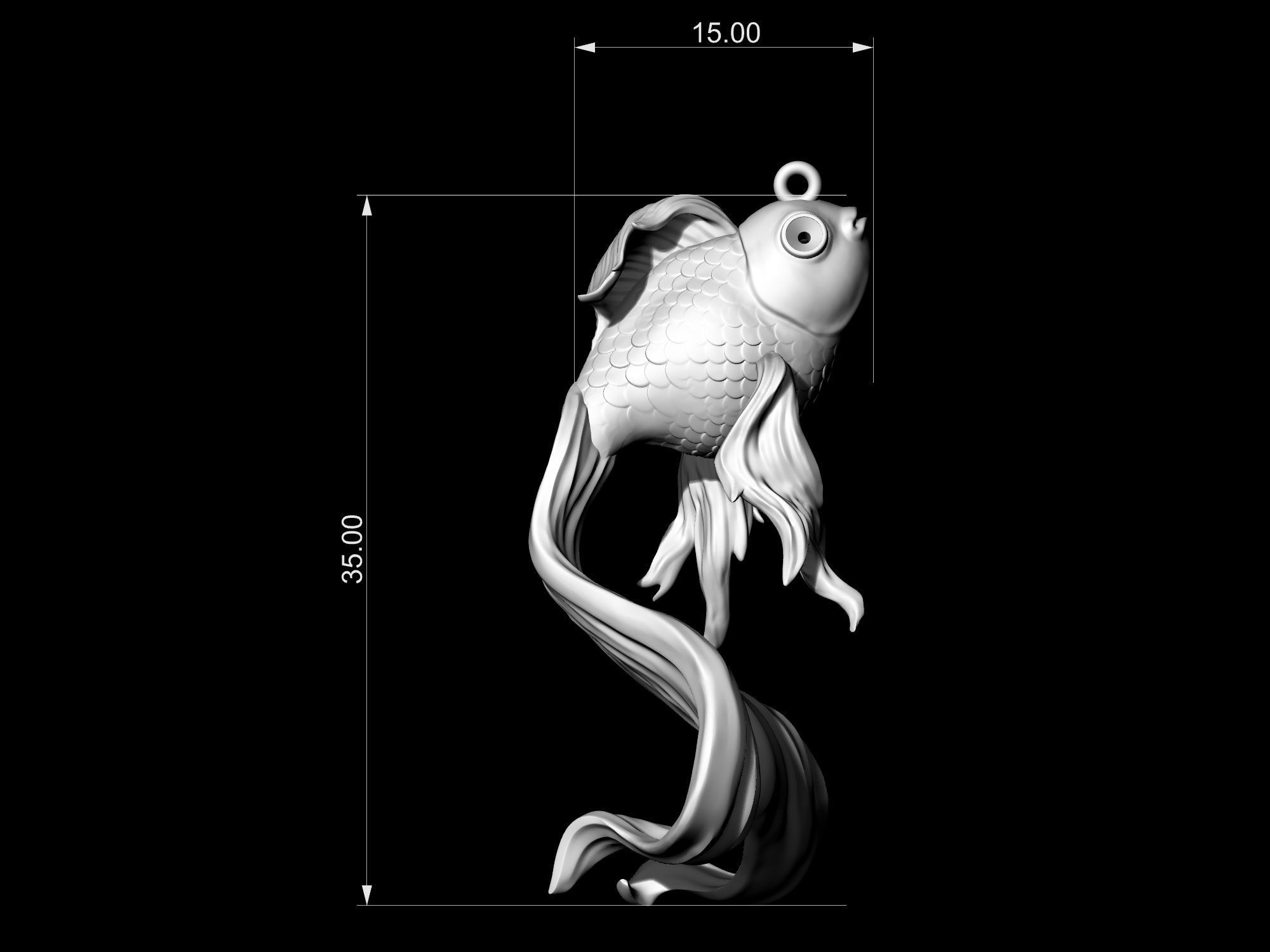 Goldfish pendant 3D print model_11