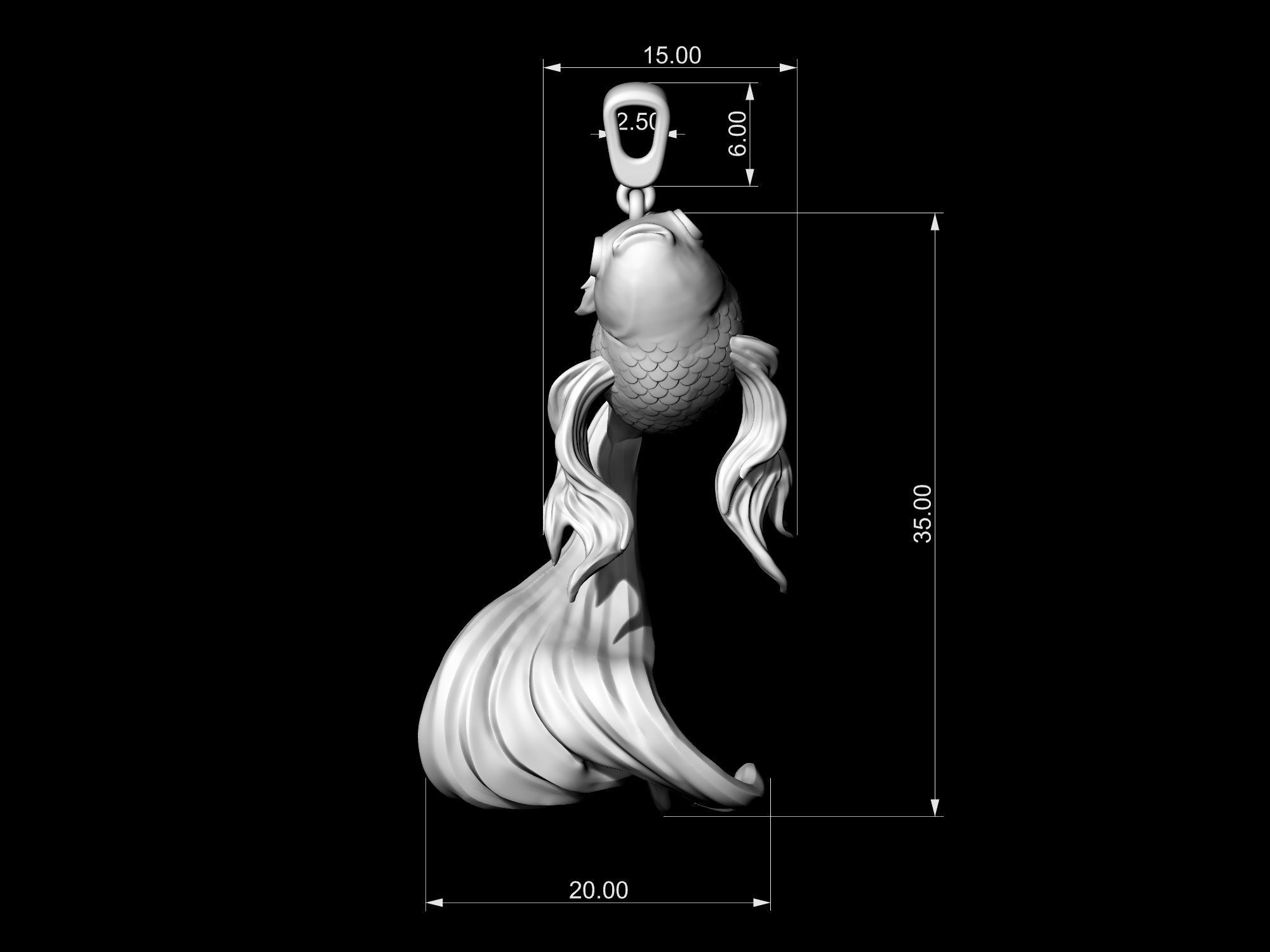 Goldfish pendant 3D print model_14