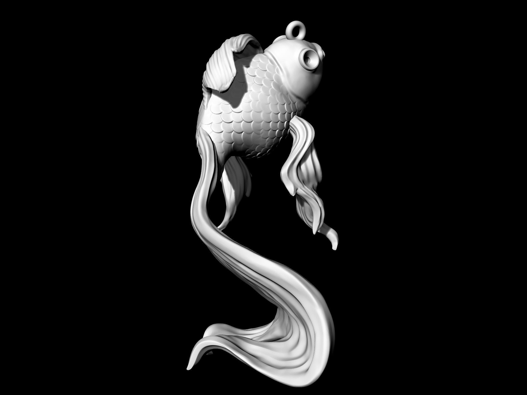 Goldfish pendant 3D print model_9