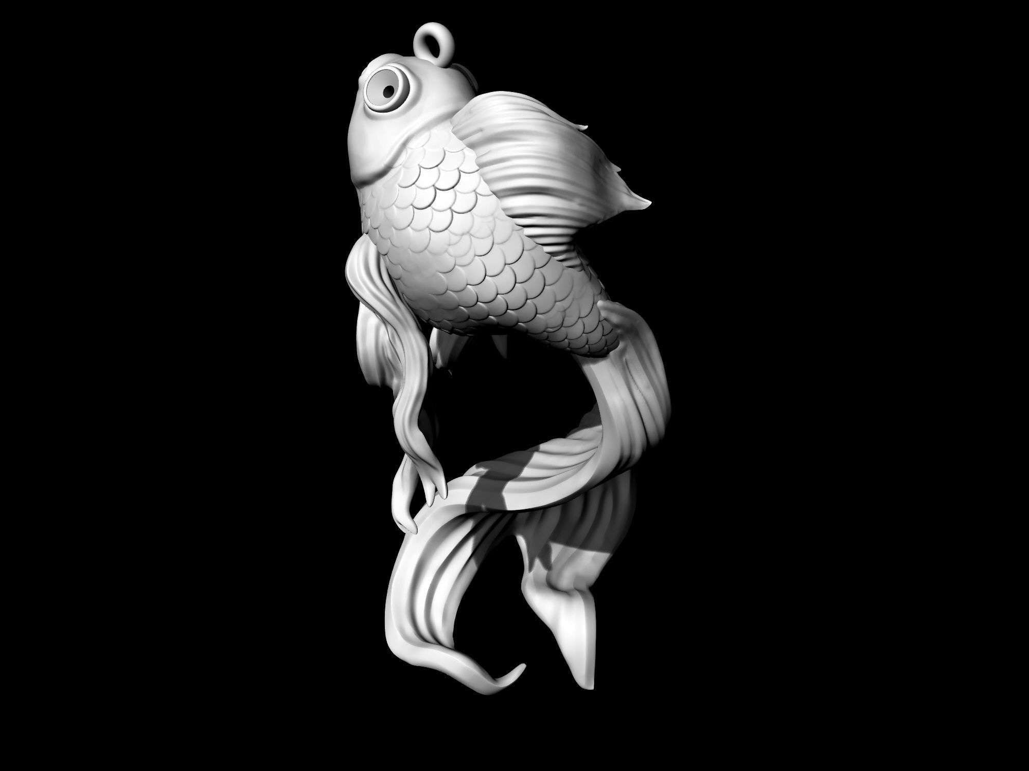 Goldfish pendant 3D print model_8