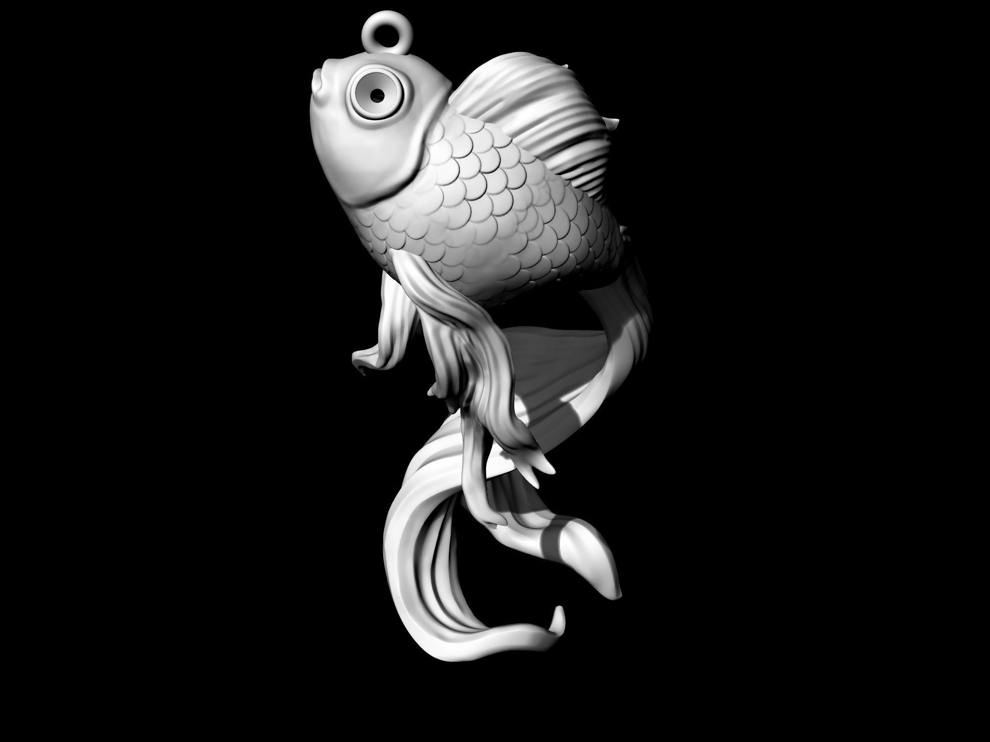 Goldfish pendant 3D print model_7
