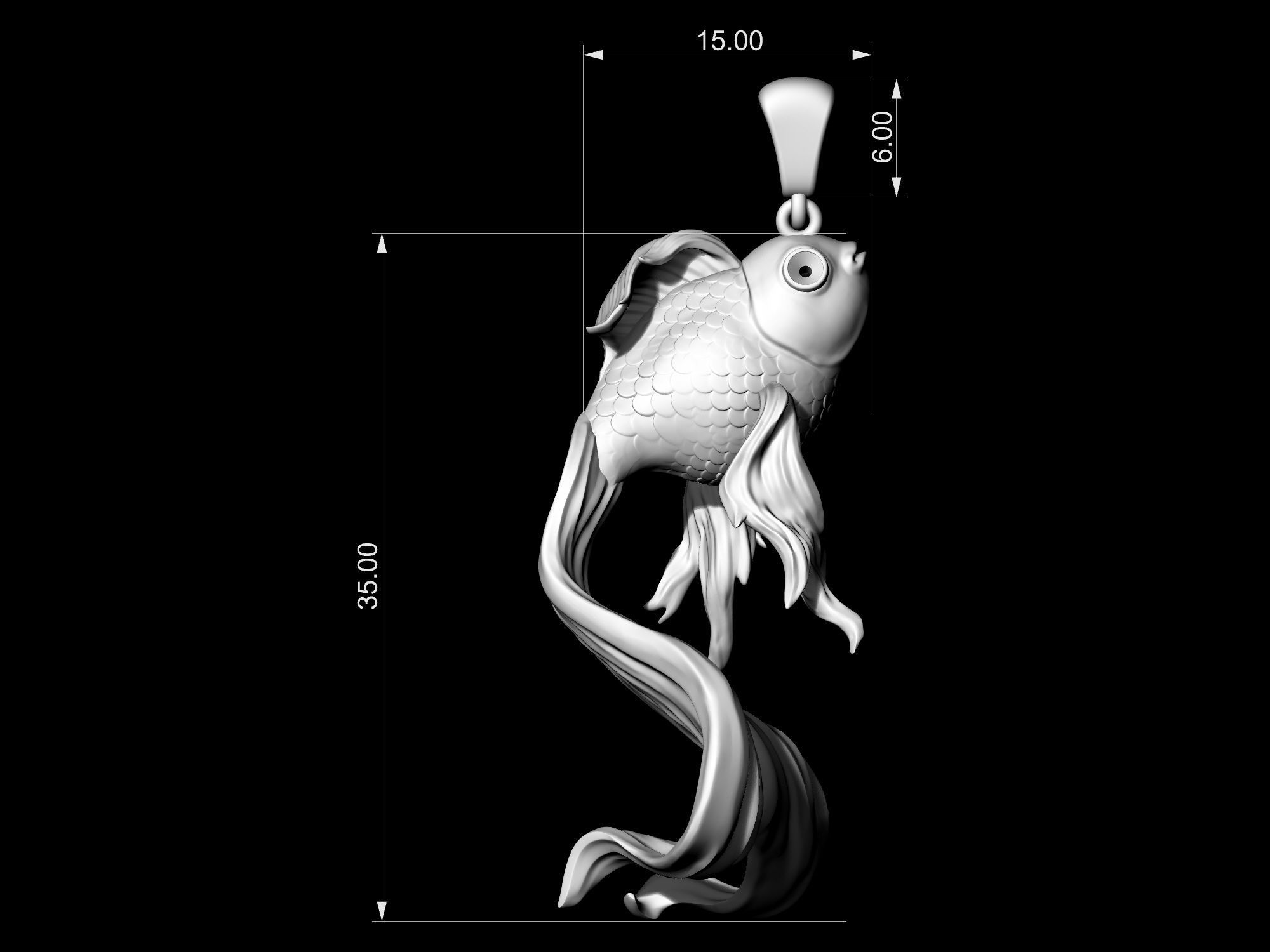 Goldfish pendant 3D print model_12