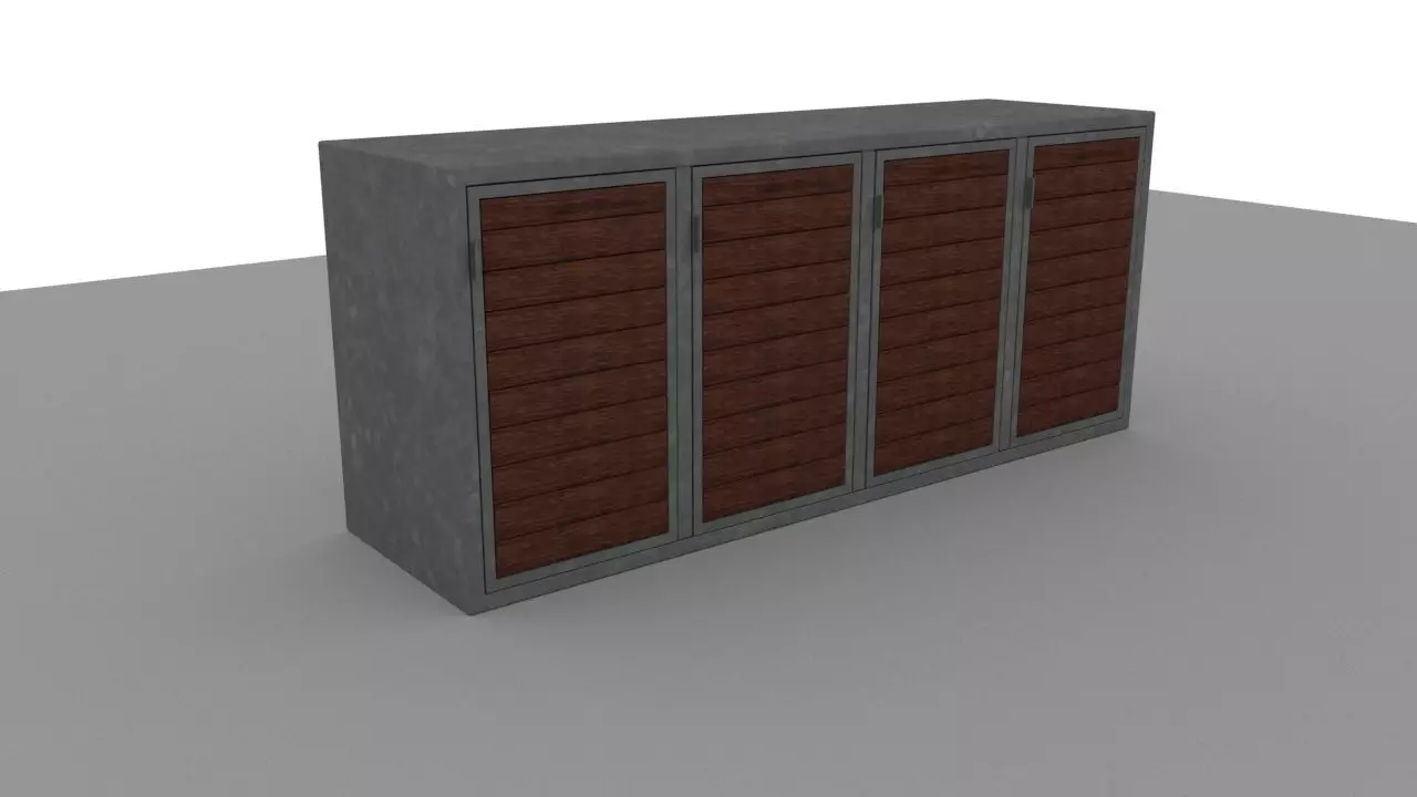 Holder for up to 4 Trashbins 3D model
