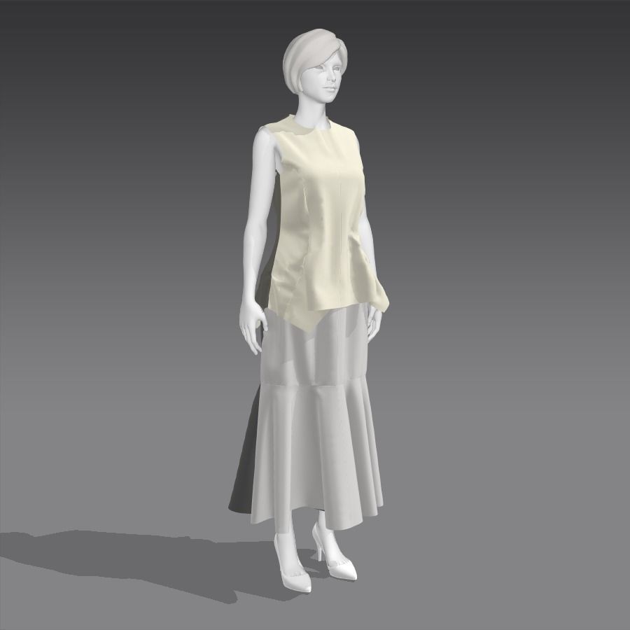 Flared Bodice and Skirt 3D model_8
