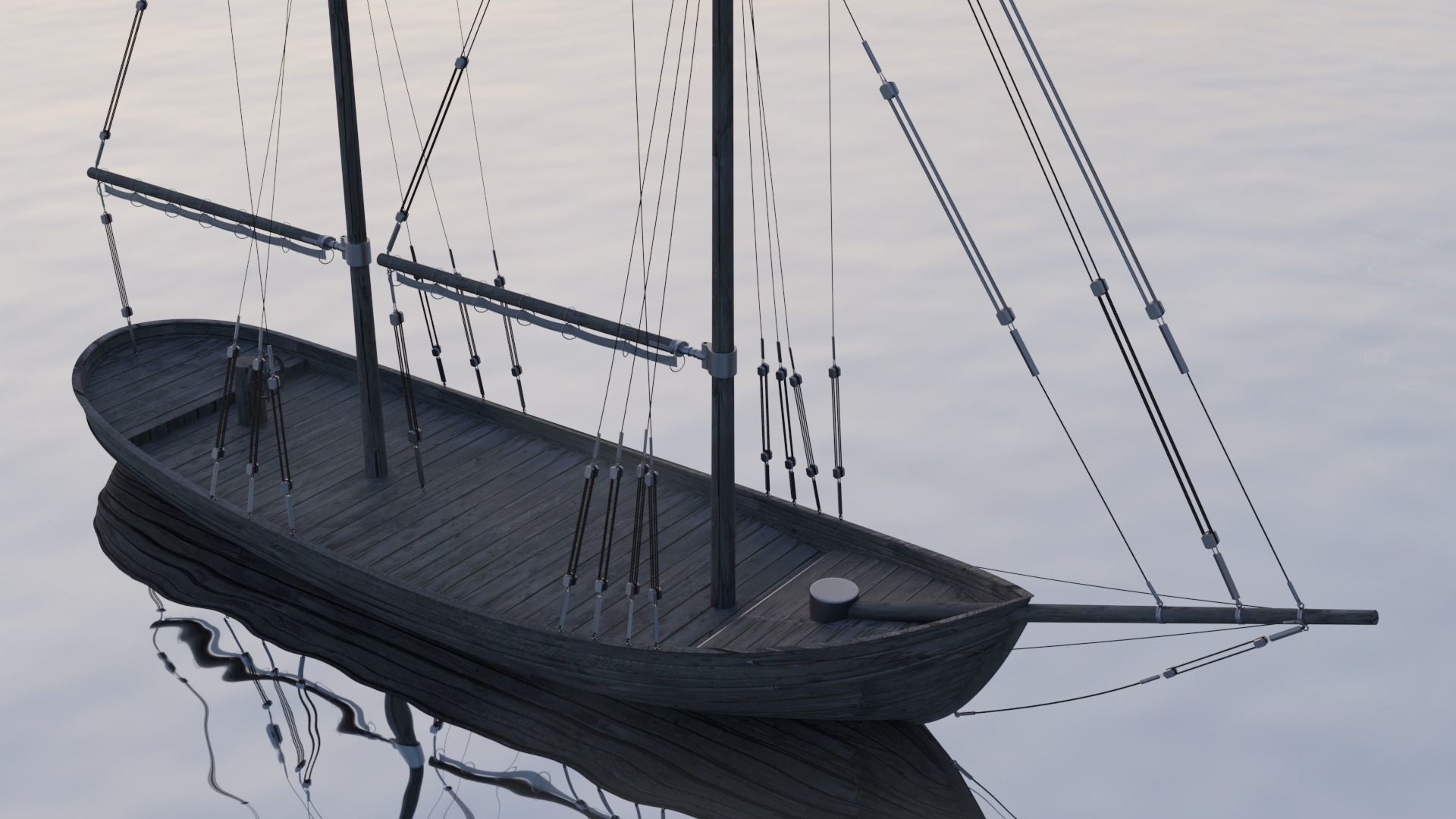 corvette ship Free 3D model_4