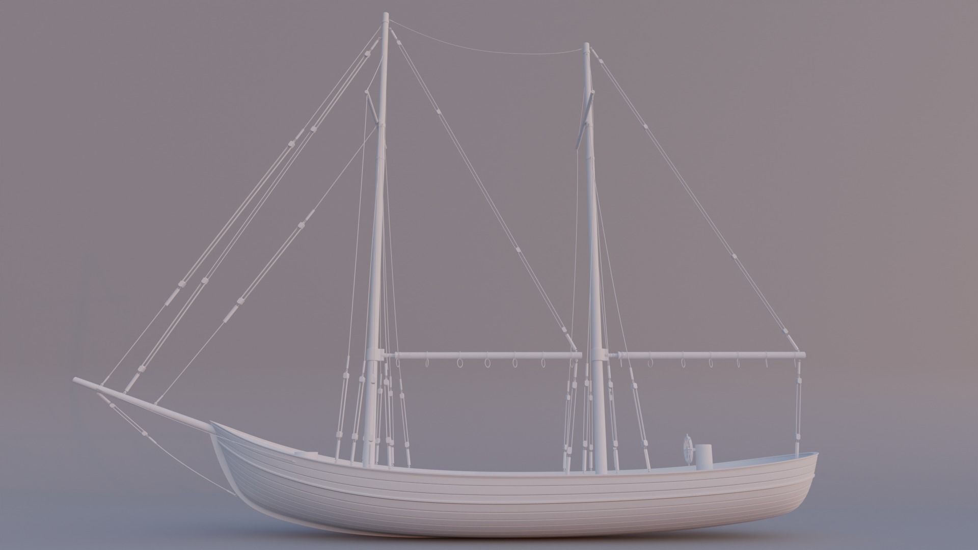 corvette ship Free 3D model_6