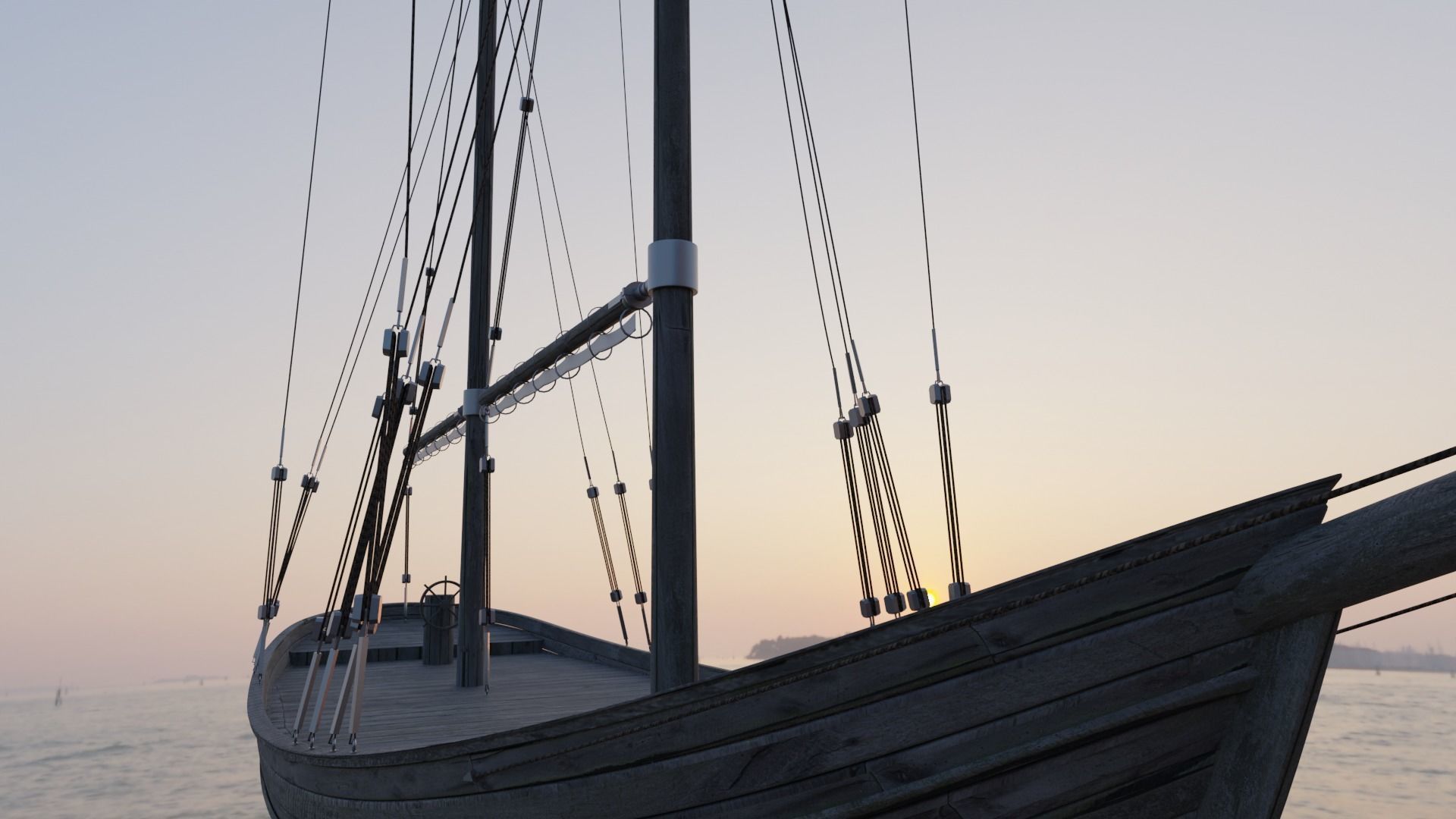 corvette ship Free 3D model_2