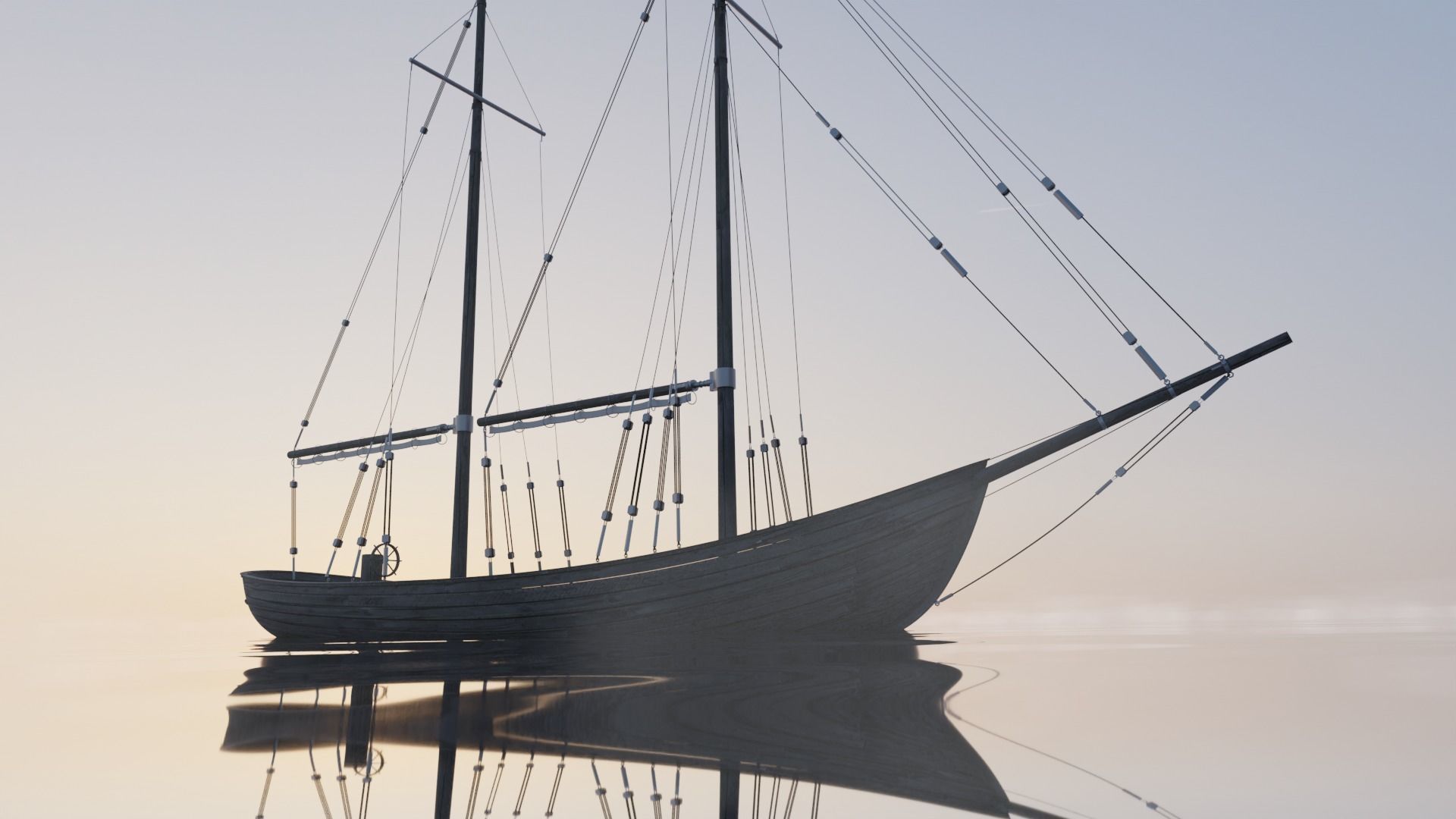 corvette ship Free 3D model_5