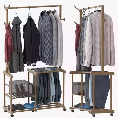 Homde Bamboo Clothes Rack 3D model