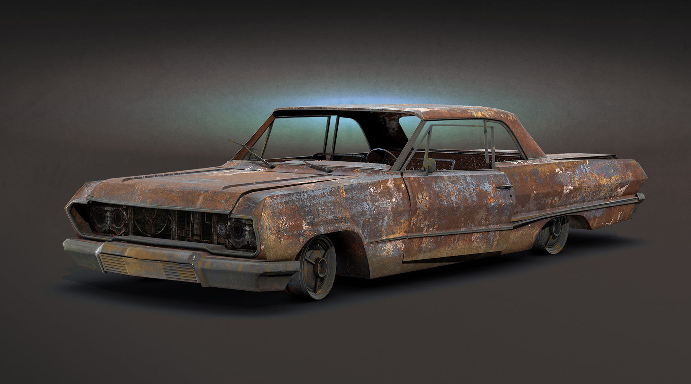 Burnt Retro Cars Set 3D Model Collection_1