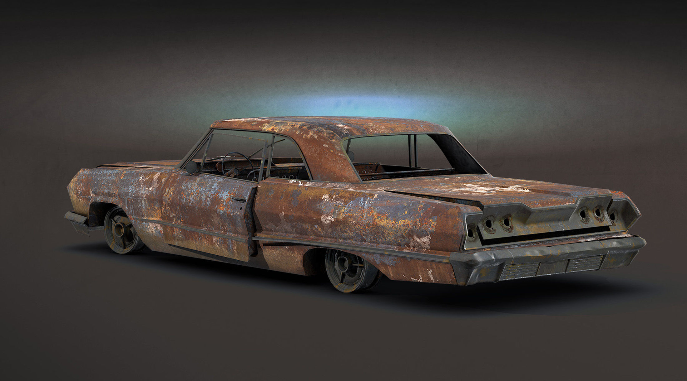 Burnt Retro Cars Set 3D Model Collection_2