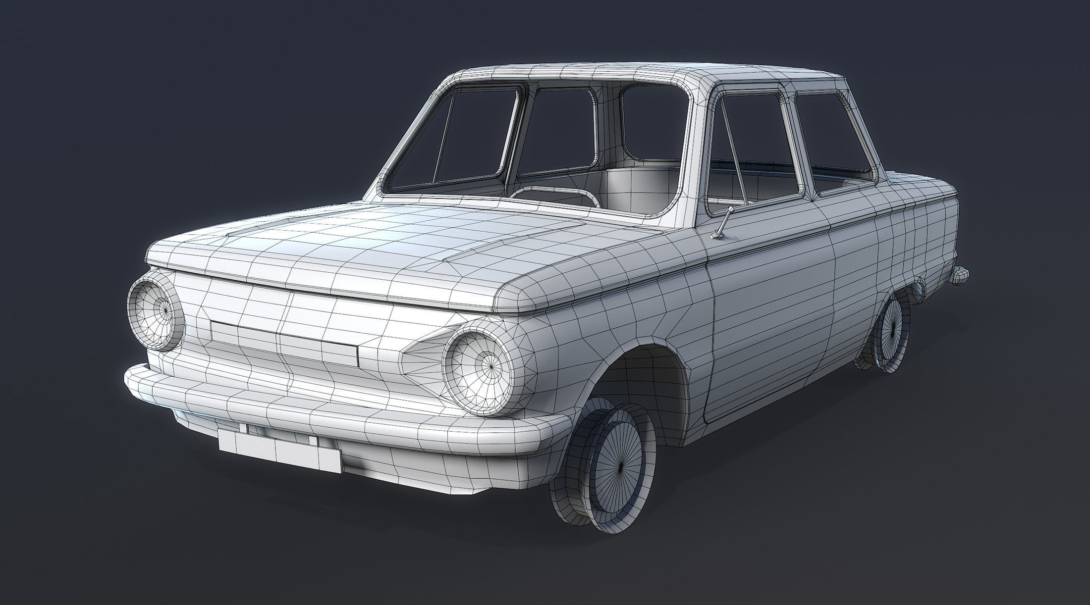 Burnt Retro Cars Set 3D Model Collection_12