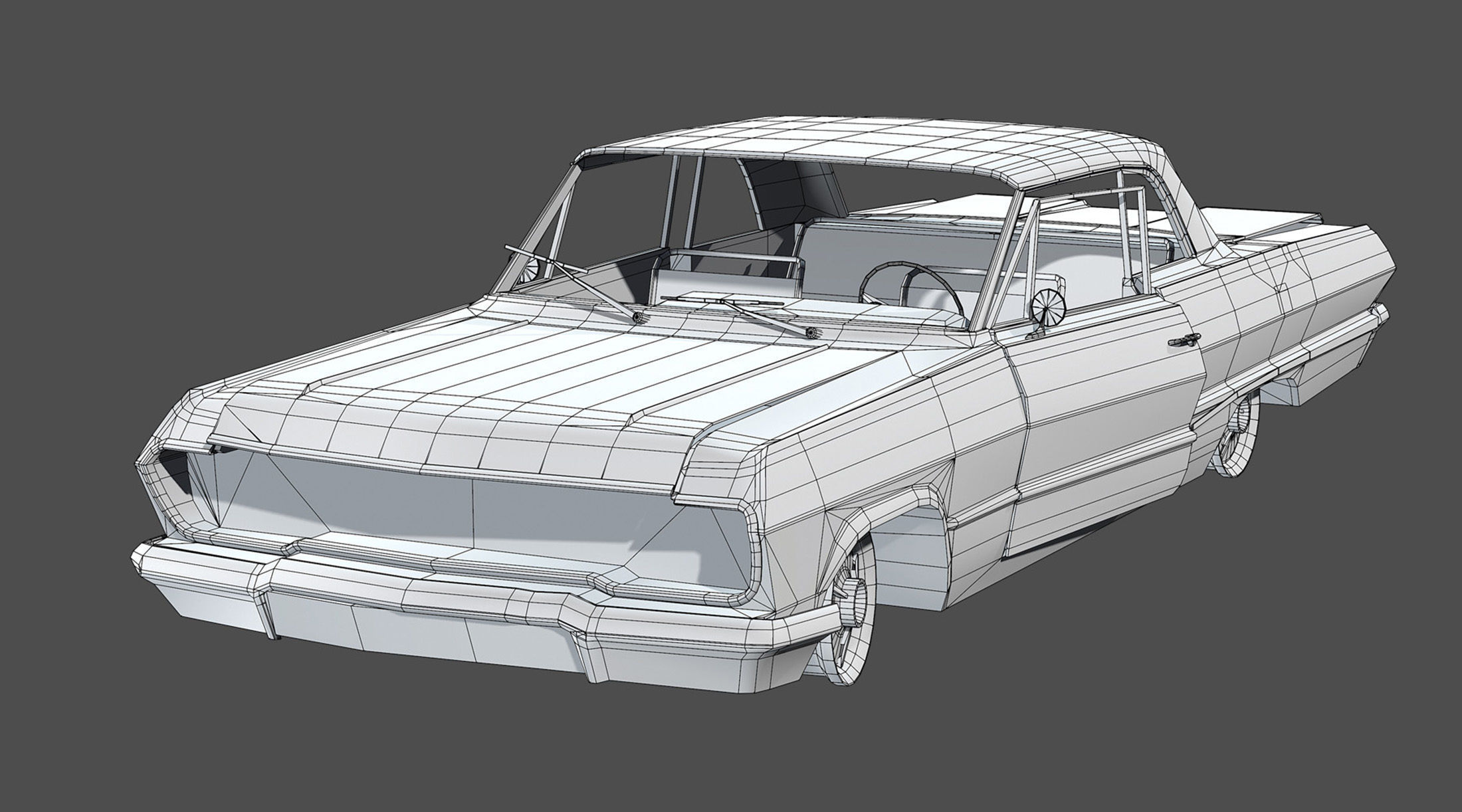 Burnt Retro Cars Set 3D Model Collection_3