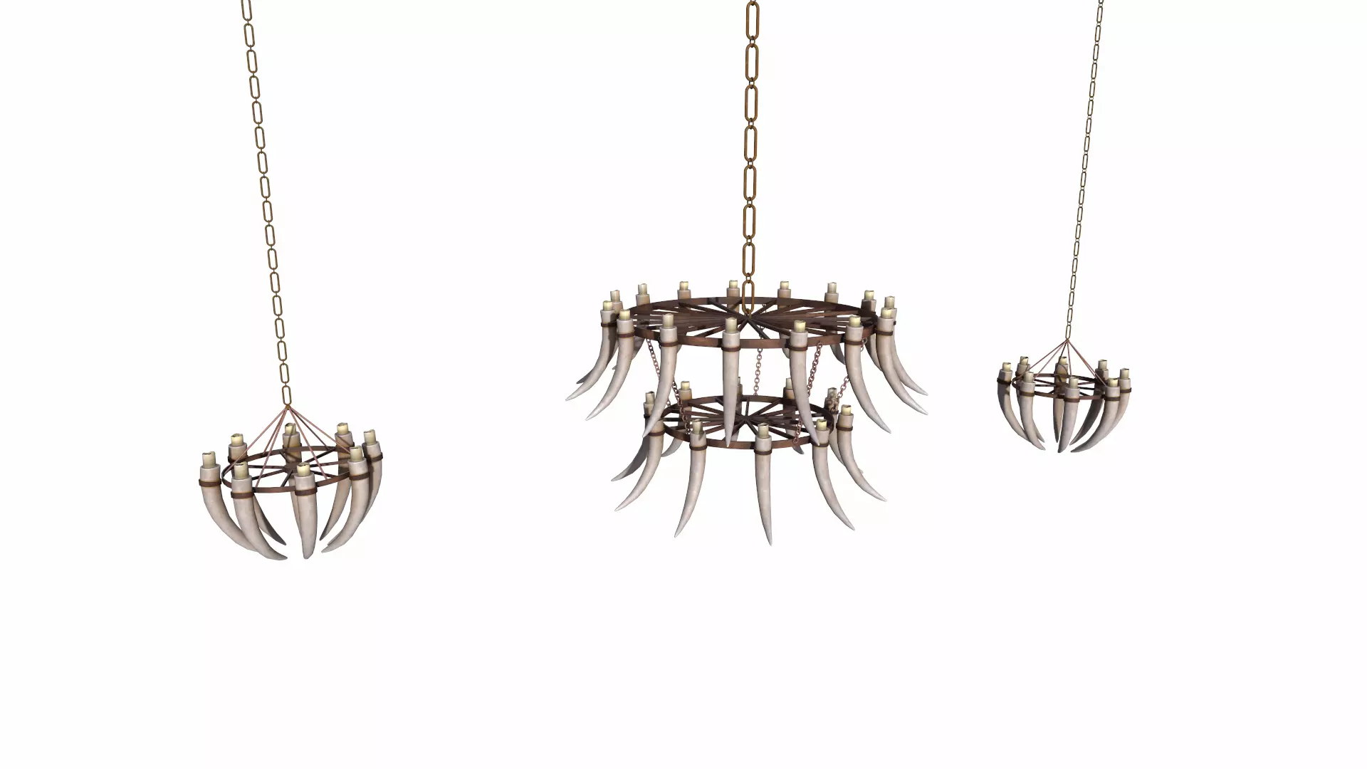 3D - Old Medieval Chandelier PBR 01 Low-poly 3D model_0