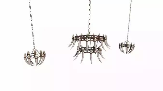 3D - Old Medieval Chandelier PBR 01