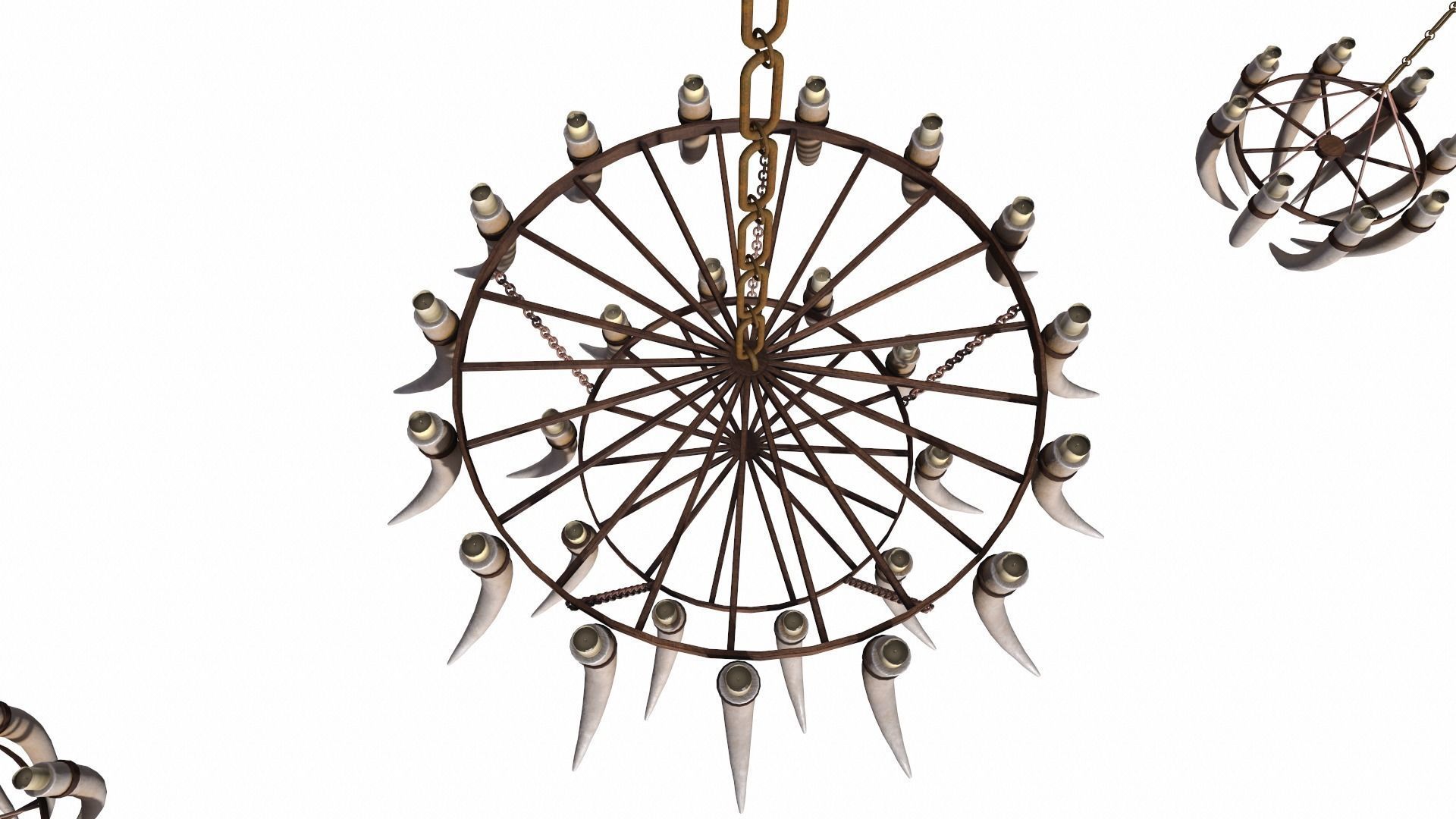 3D - Old Medieval Chandelier PBR 01 Low-poly 3D model_18