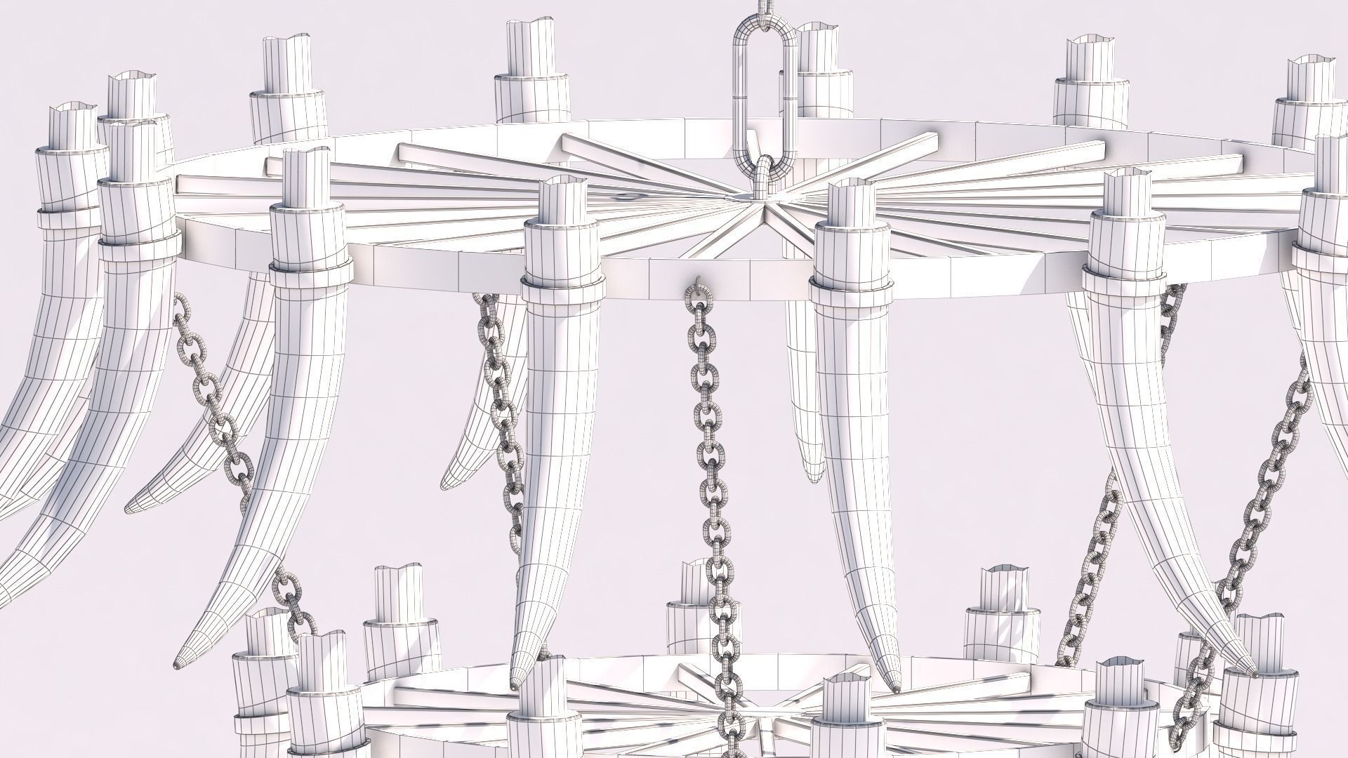 3D - Old Medieval Chandelier PBR 01 Low-poly 3D model_24