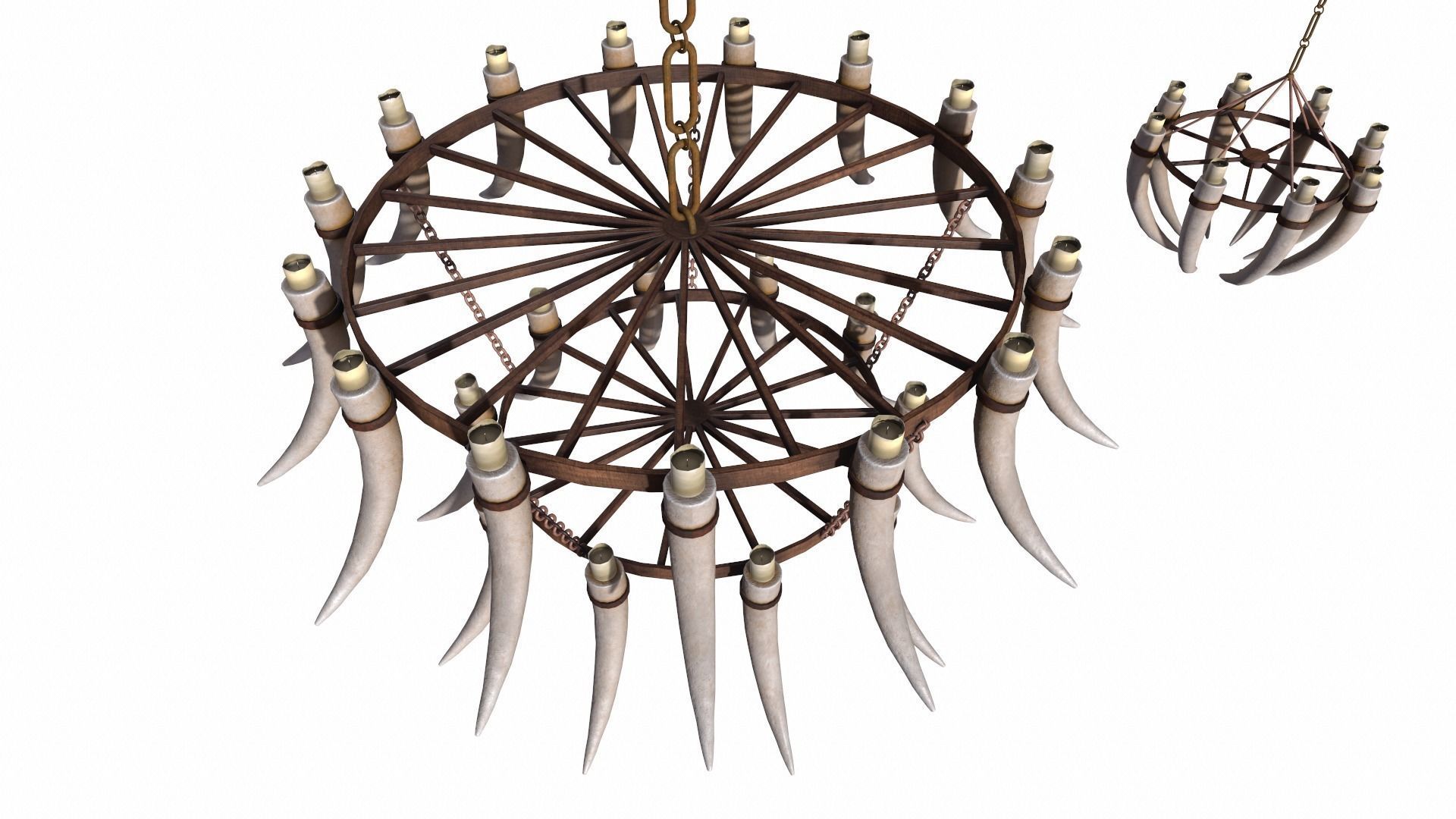 3D - Old Medieval Chandelier PBR 01 Low-poly 3D model_5