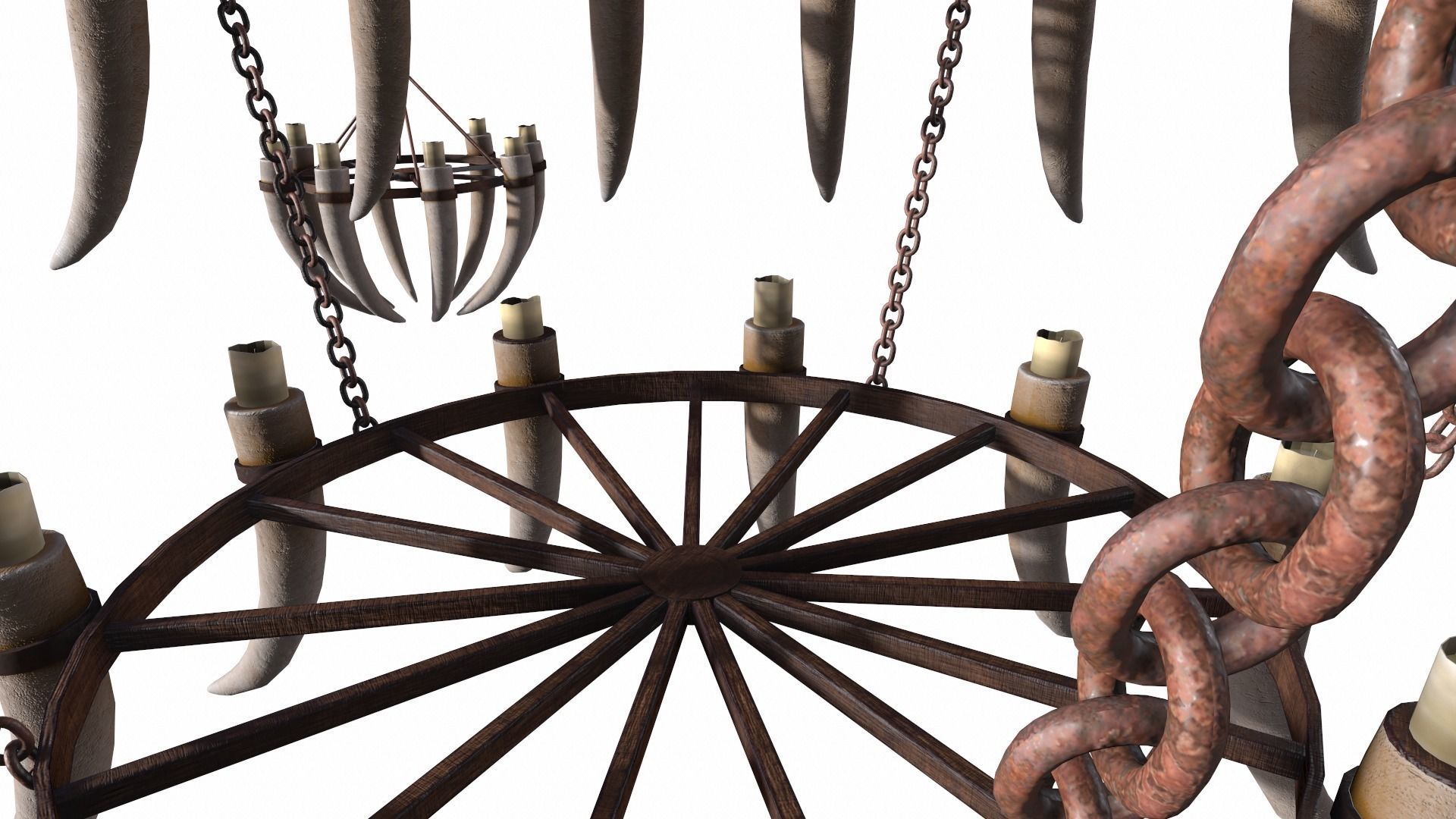 3D - Old Medieval Chandelier PBR 01 Low-poly 3D model_15
