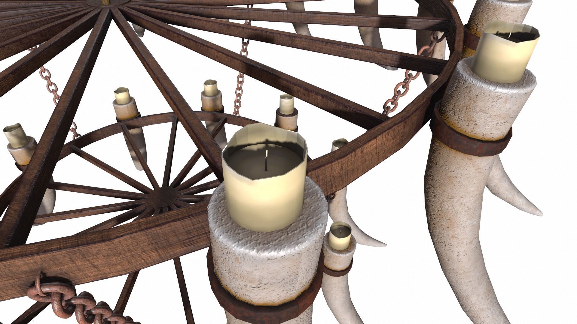 3D - Old Medieval Chandelier PBR 01 Low-poly 3D model_13