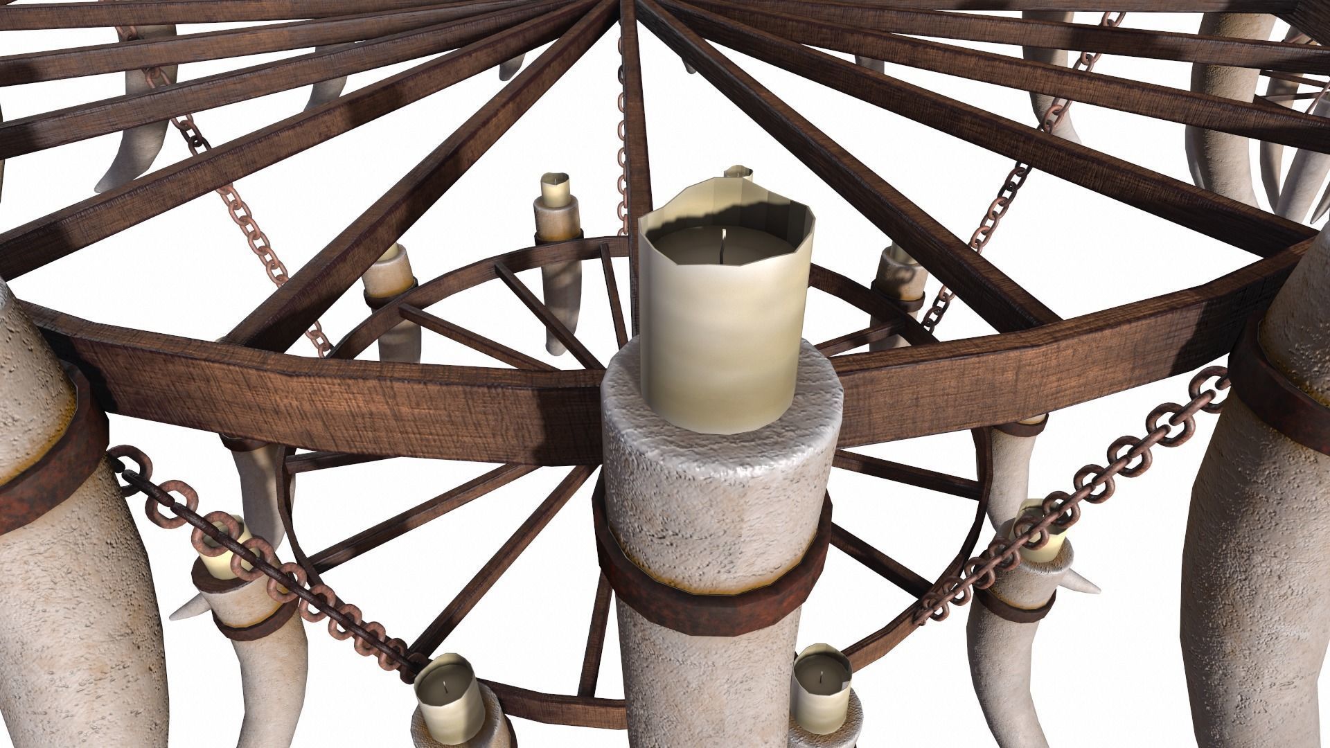 3D - Old Medieval Chandelier PBR 01 Low-poly 3D model_6
